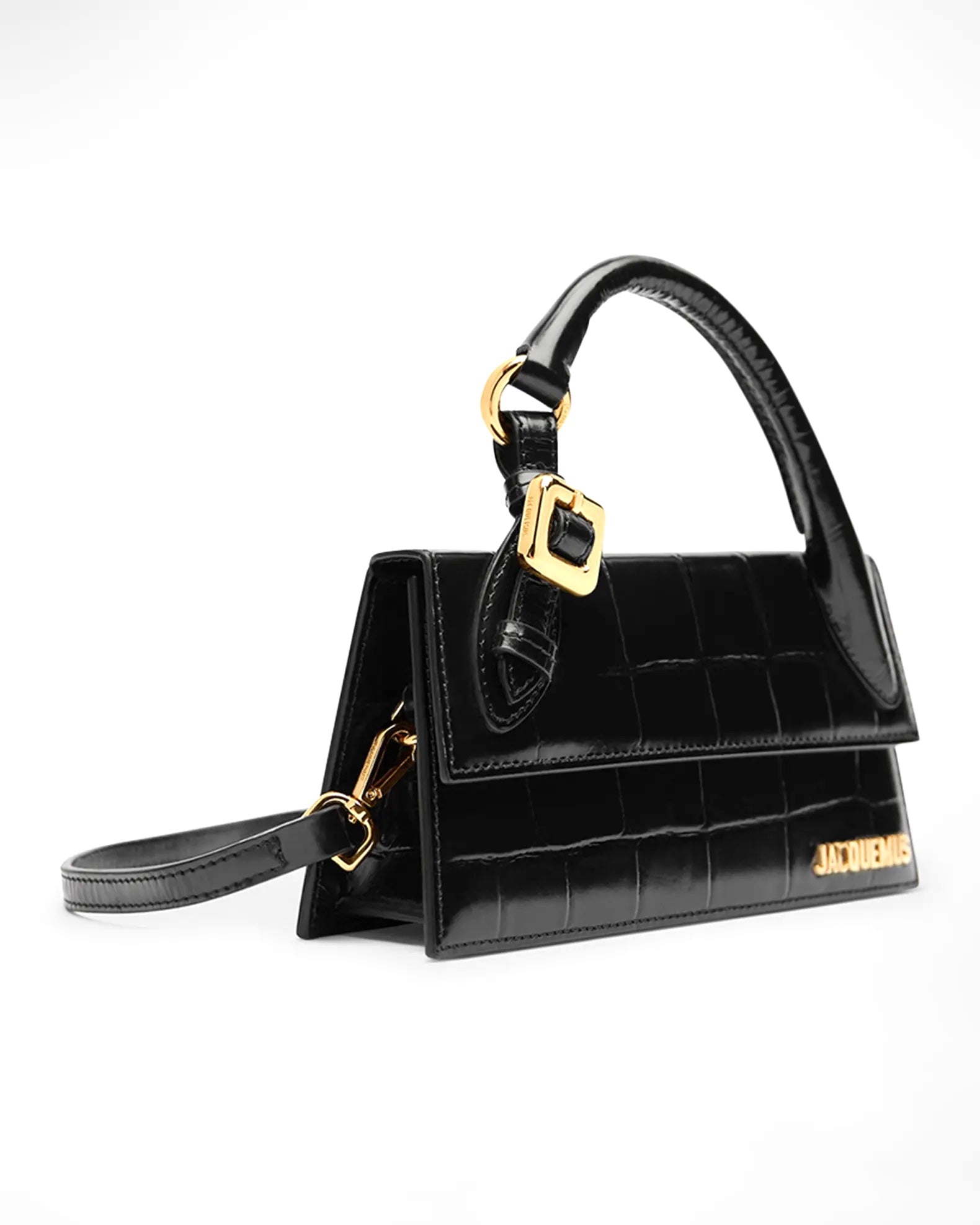 JACQUEMUS LE CHIQUITO LONG CROC EMBOSSED LEATHER CROSSBODY BAG
