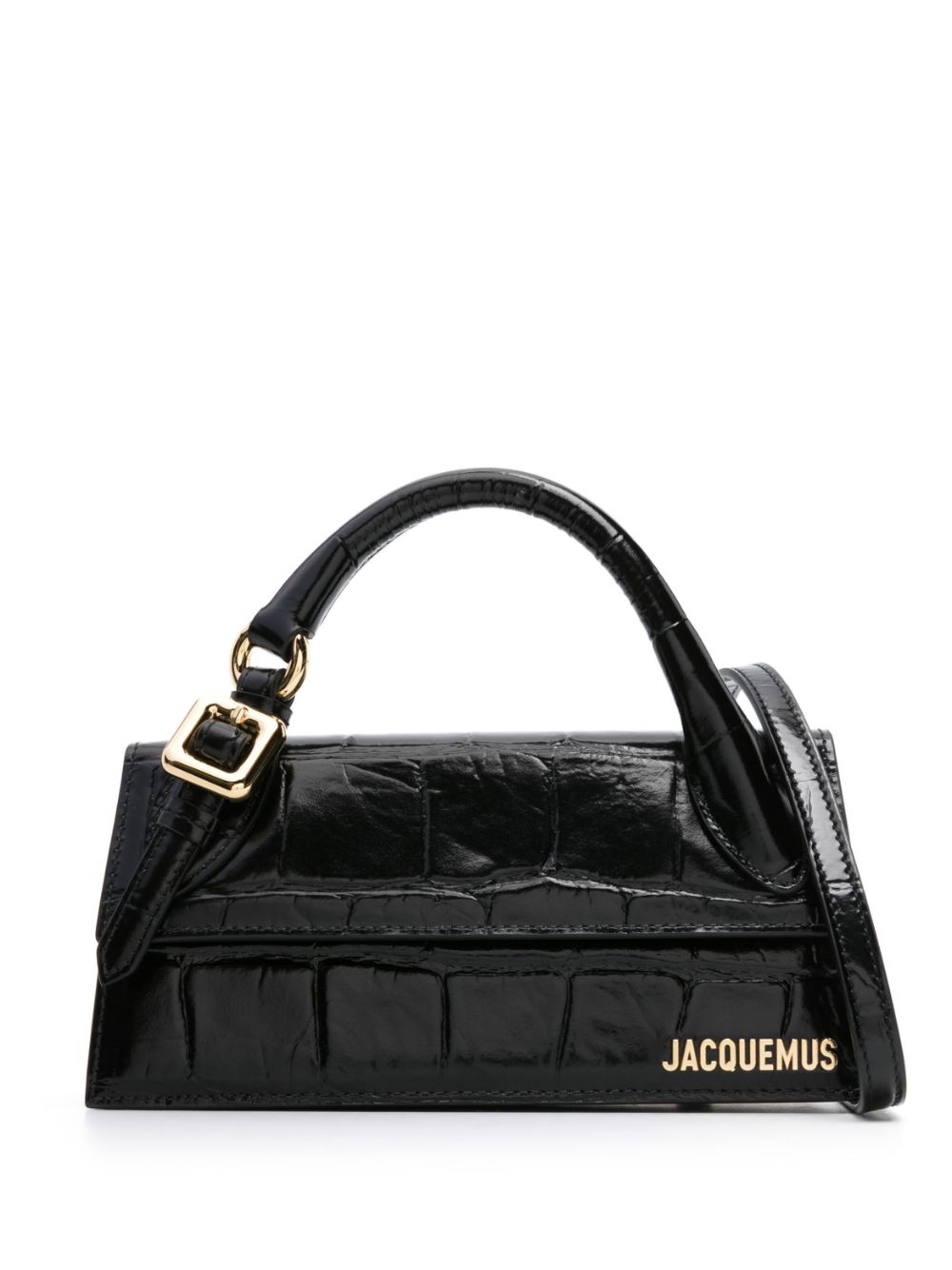 JACQUEMUS LE CHIQUITO LONG CROC EMBOSSED LEATHER CROSSBODY BAG
