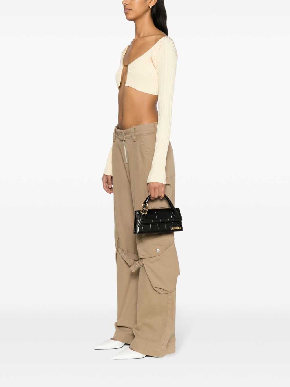 JACQUEMUS LE CHIQUITO LONG CROC EMBOSSED LEATHER CROSSBODY BAG