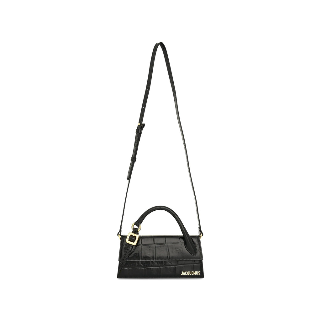 JACQUEMUS LE CHIQUITO LONG CROC EMBOSSED LEATHER CROSSBODY BAG