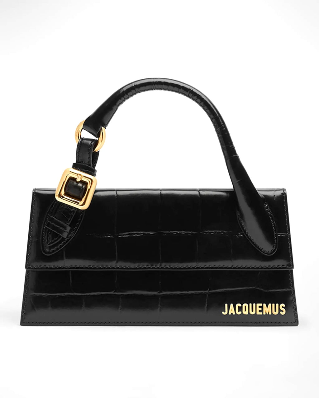JACQUEMUS LE CHIQUITO LONG CROC EMBOSSED LEATHER CROSSBODY BAG