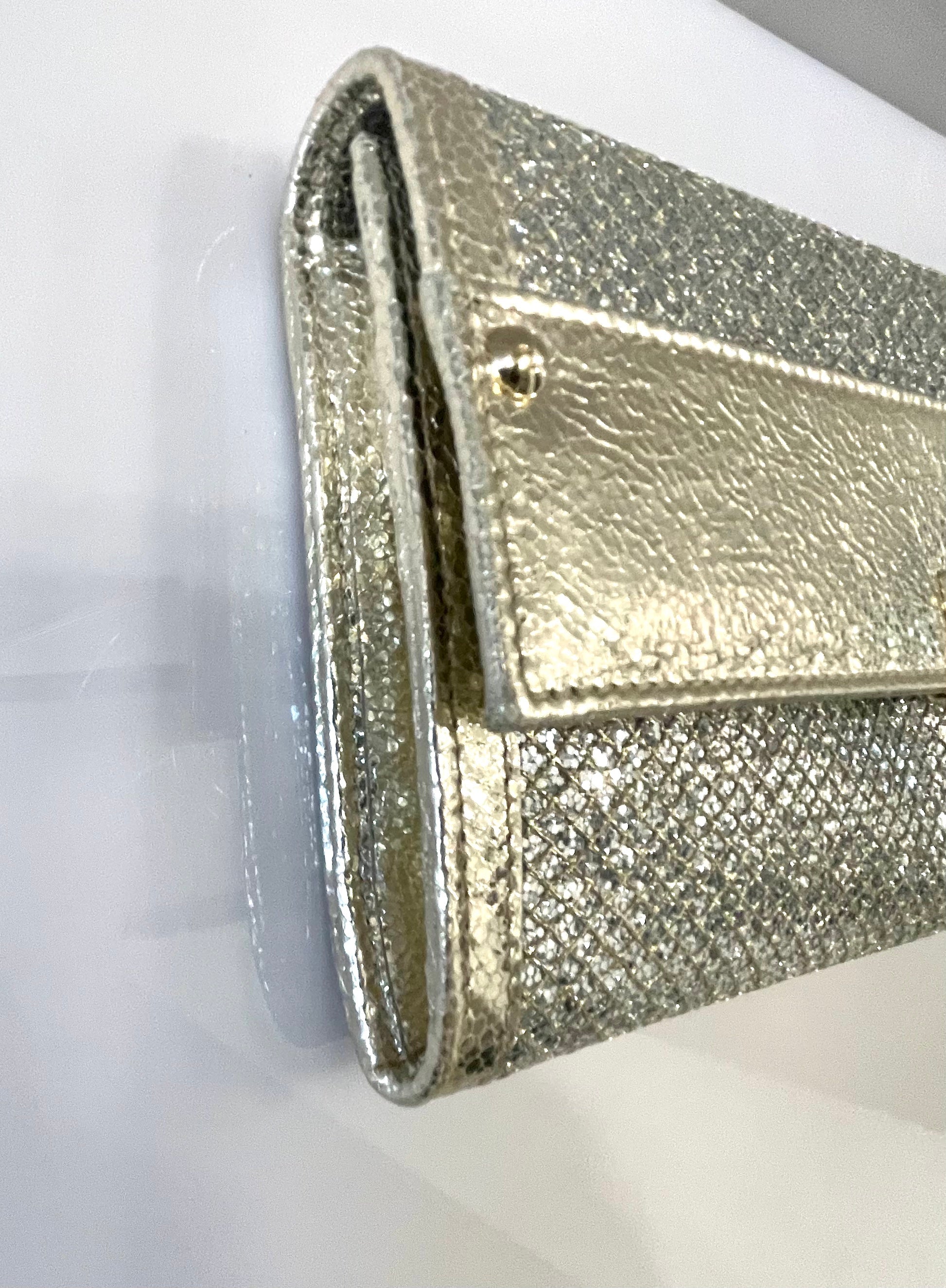 JIMMY CHOO REESE METALLIC GLITTER CLUTCH BAG