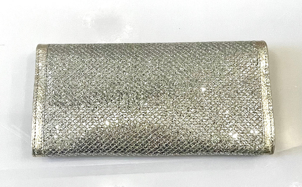 JIMMY CHOO REESE METALLIC GLITTER CLUTCH BAG