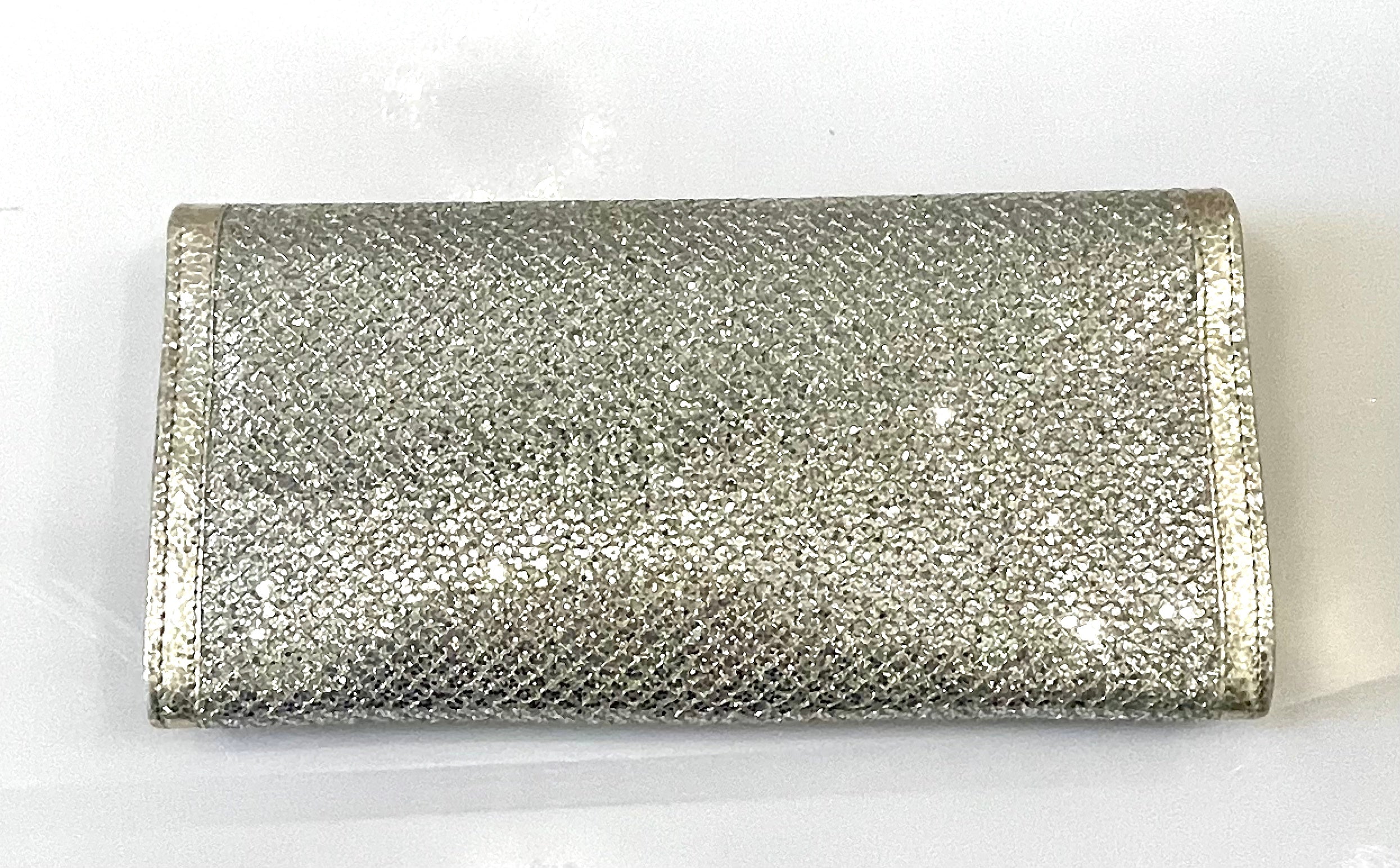 JIMMY CHOO REESE METALLIC GLITTER CLUTCH BAG