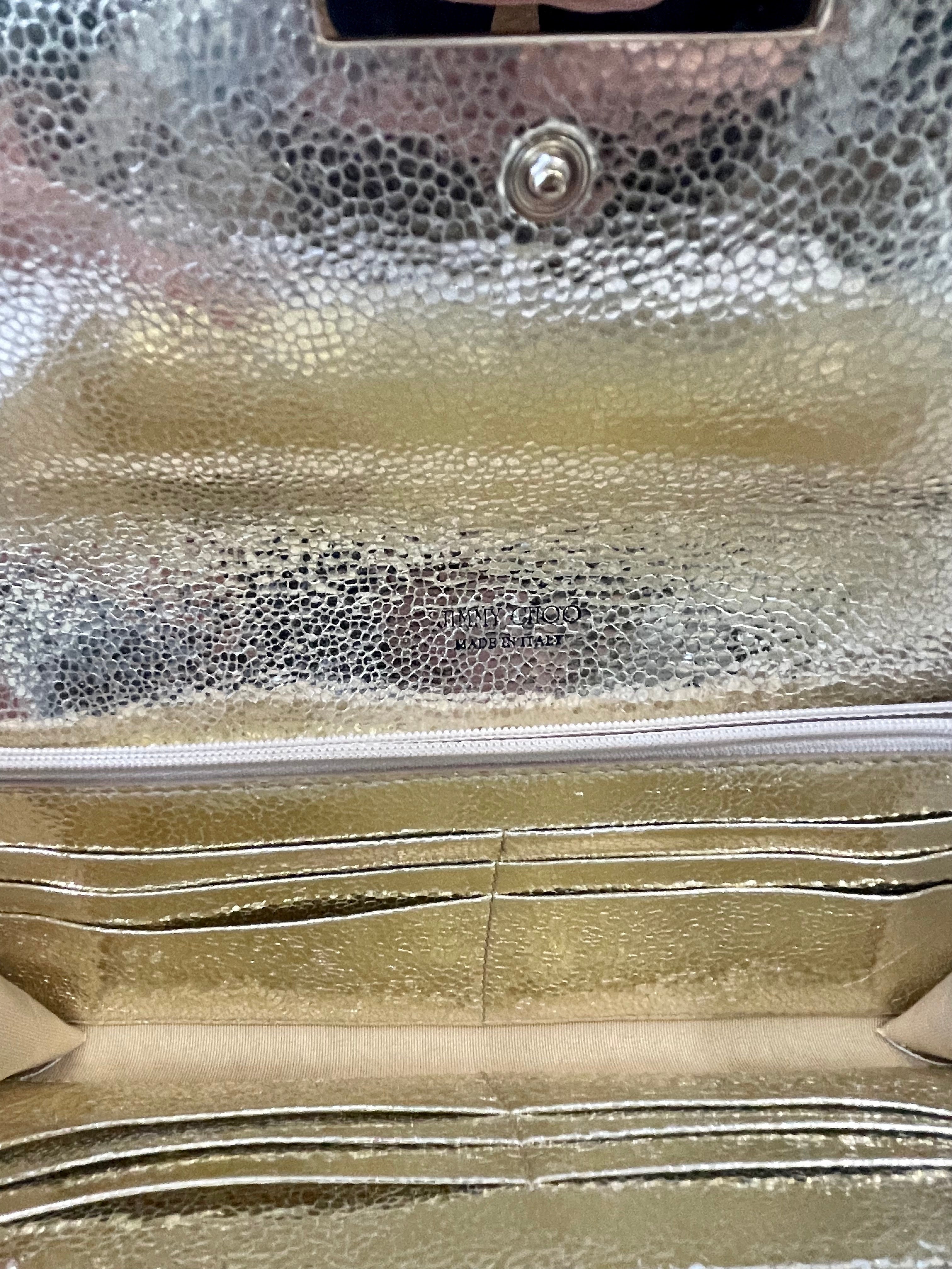 JIMMY CHOO REESE METALLIC GLITTER CLUTCH BAG