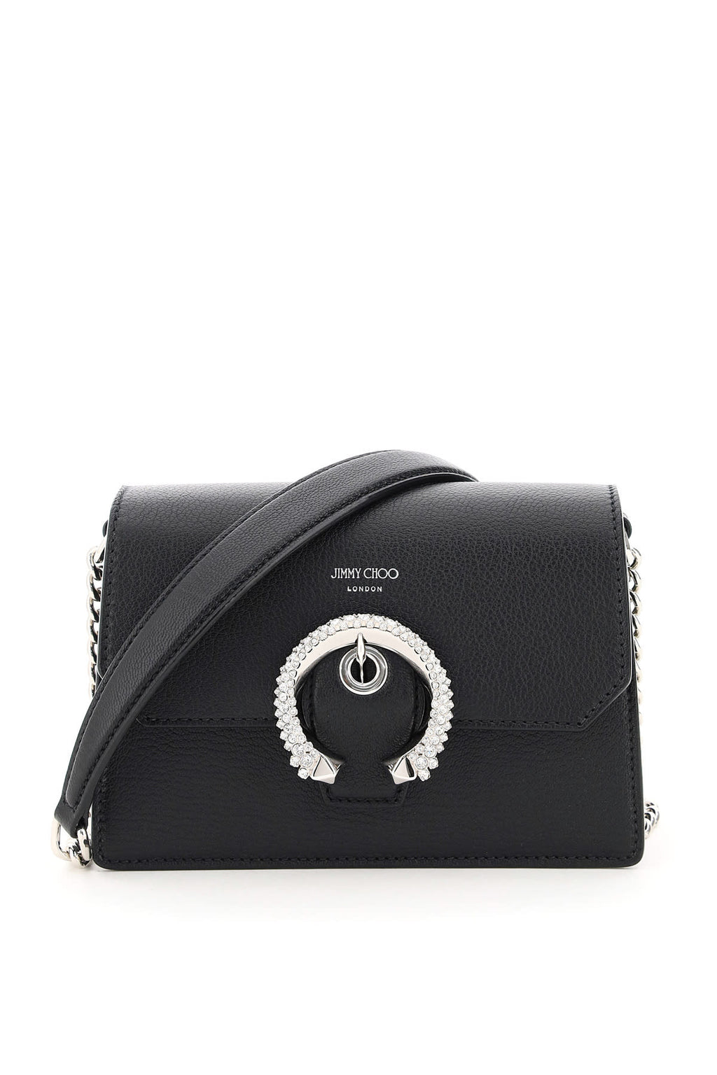 JIMMY CHOO MADELINE GOAT LEATHER SWAROVSKI CRYSTAL CROSSBODY
