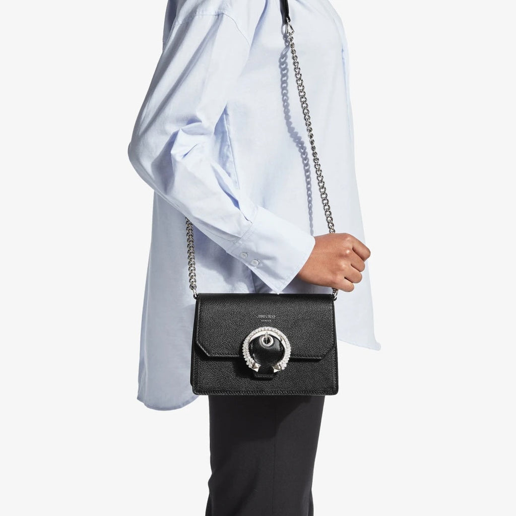 JIMMY CHOO MADELINE GOAT LEATHER SWAROVSKI CRYSTAL CROSSBODY