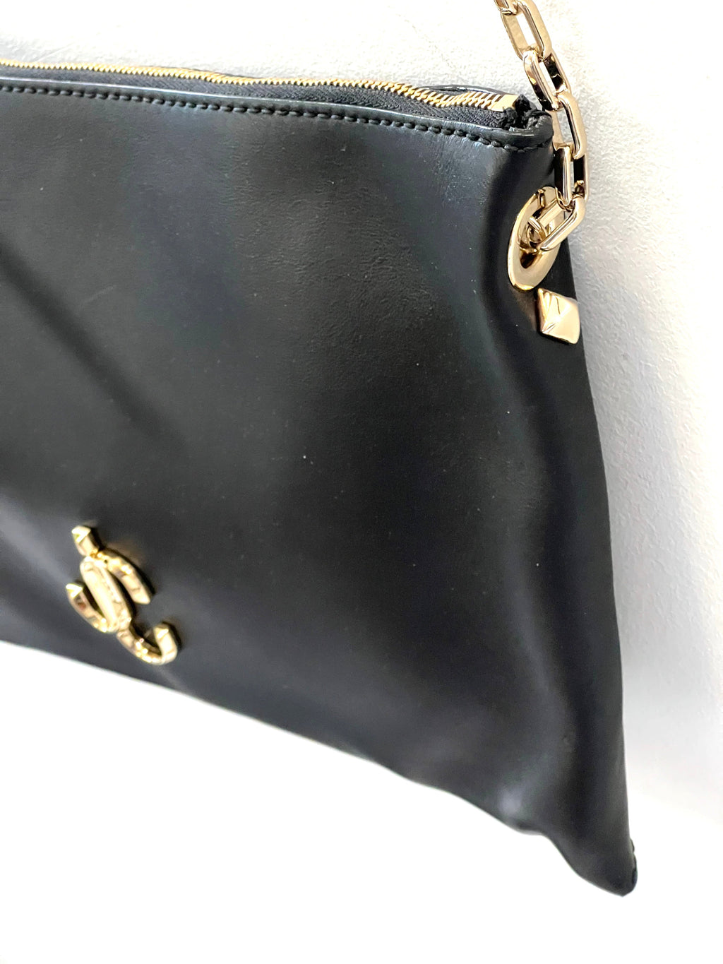 JIMMY CHOO LEATHER ZIP SHOULDER BAG