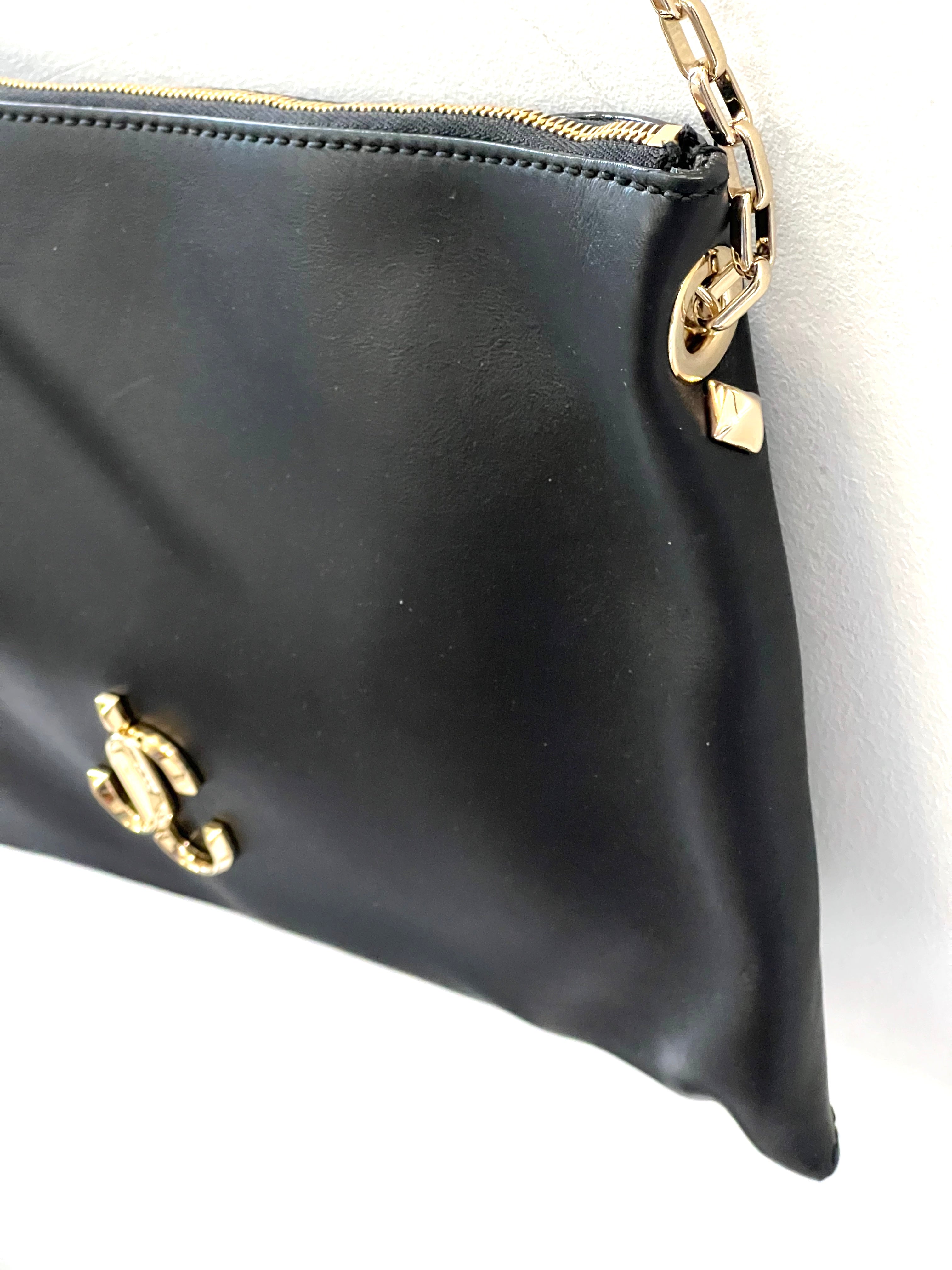 JIMMY CHOO LEATHER ZIP SHOULDER BAG