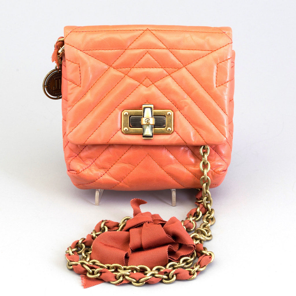 LANVIN MINI POP HAPPY QUILTED LEATHER BAG IN SALMON