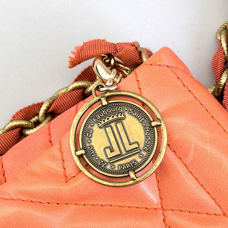 LANVIN MINI POP HAPPY QUILTED LEATHER BAG IN SALMON