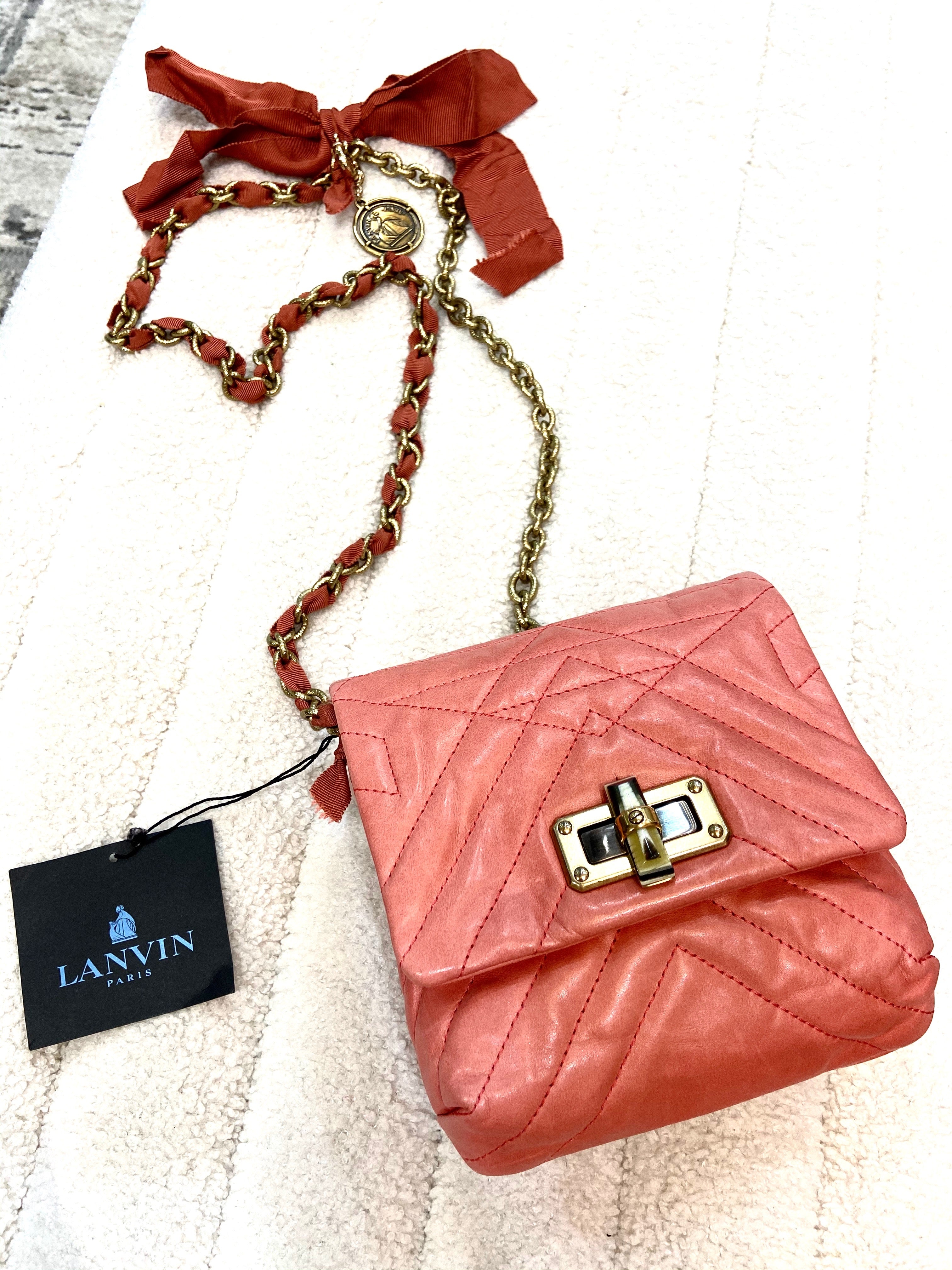 LANVIN MINI POP HAPPY QUILTED LEATHER BAG IN SALMON
