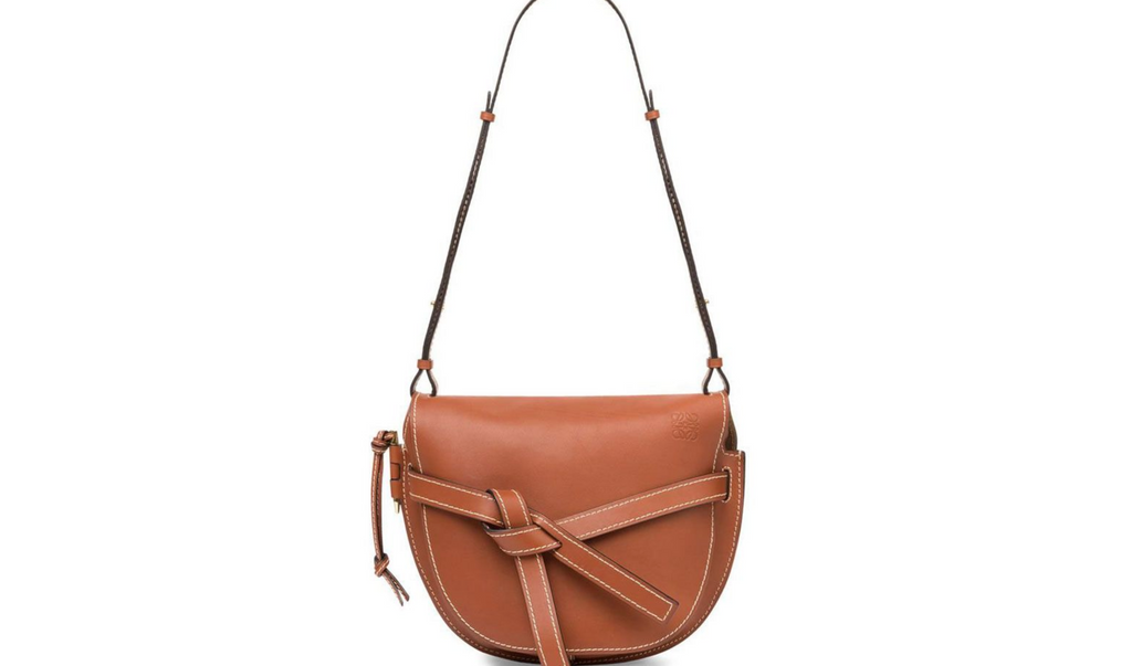 LOEWE BROWN CALFSKIN LARGE GATE SHOULDER BAG