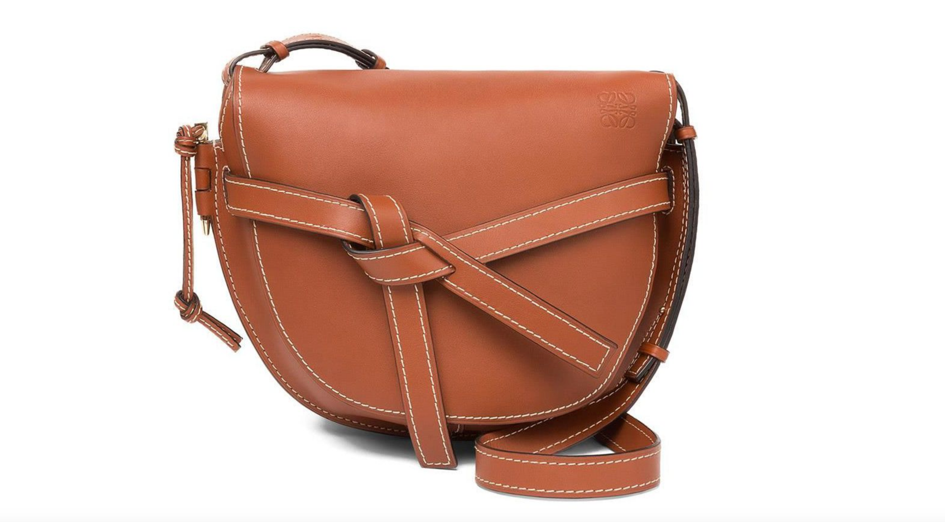 LOEWE BROWN CALFSKIN LARGE GATE SHOULDER BAG
