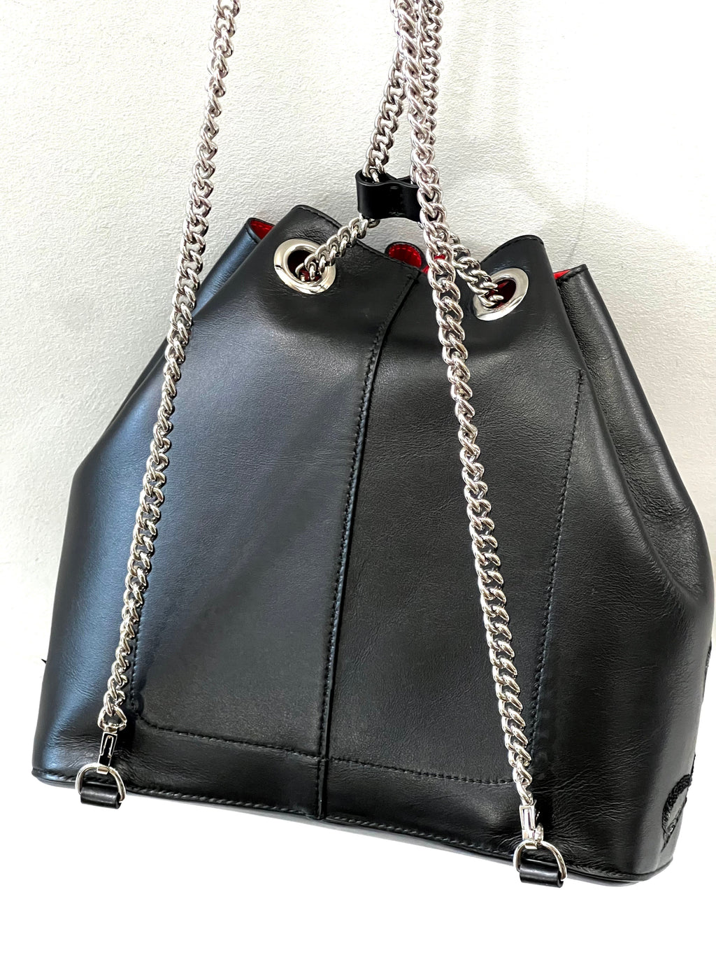 CHRISTIAN LOUBOUTIN CALFSKIN PARIS MARIE JANE LOGO BACKPACK