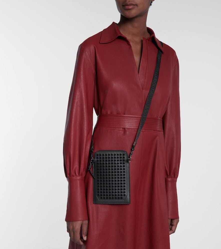 CHRISTIAN LOUBOUTIN LOUBILAB SPIKES MESSENGER PHONE BAG