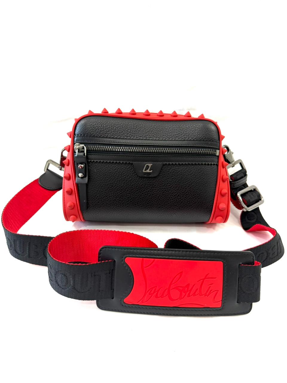 LOUBOUTIN CALFSKIN LEATHER LOUBITOWN SPIKES CROSSBODY BAG