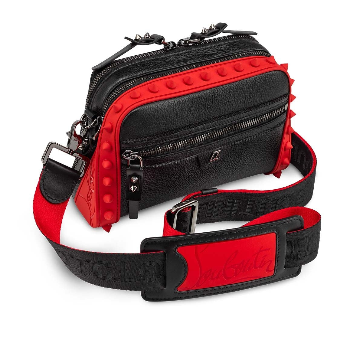 LOUBOUTIN CALFSKIN LEATHER LOUBITOWN SPIKES CROSSBODY BAG