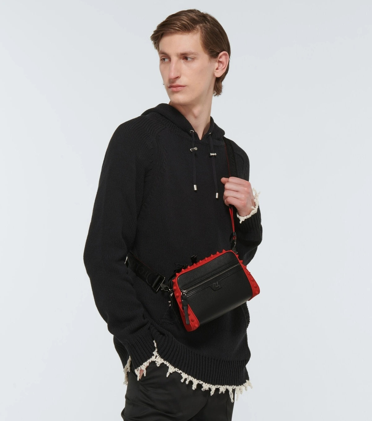 LOUBOUTIN CALFSKIN LEATHER LOUBITOWN SPIKES CROSSBODY BAG