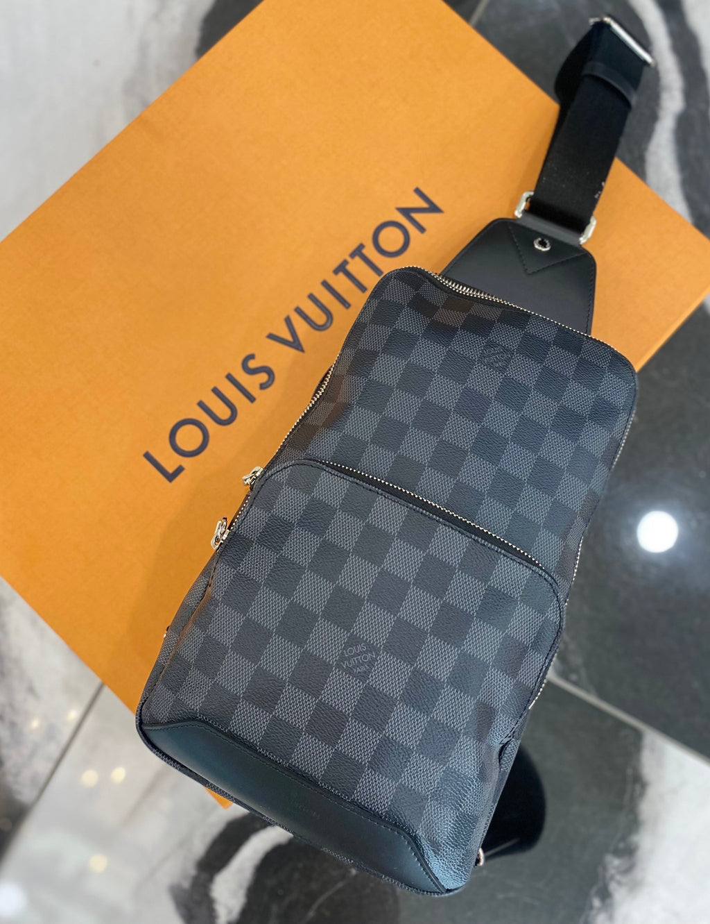LOUIS VUITTON DAMIER GRAPHITE AVENUE SLING CROSSBODY BACKPACK