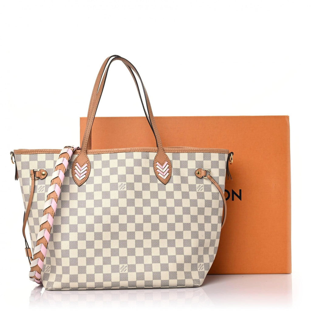 LOUIS VUITTON LIMITED EDITION DAMIER AZUR BRAIDED NEVERFULL MM