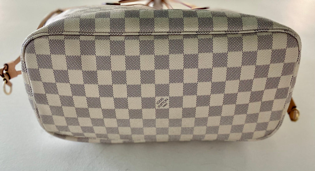 LOUIS VUITTON DAMIER AZUR NEVERFULL MM ROSE BALLERINE WITH POCHETTE