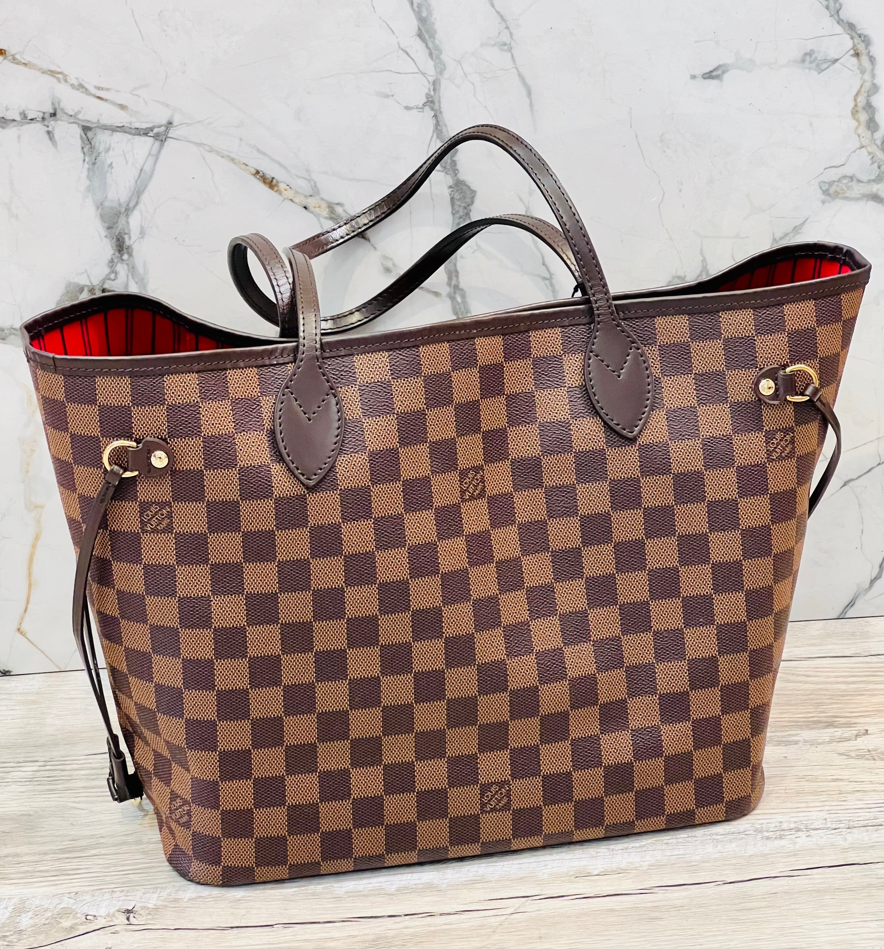 LOUIS VUITTON DAMIER EBENE NEVERFULL MM TOTE BAG