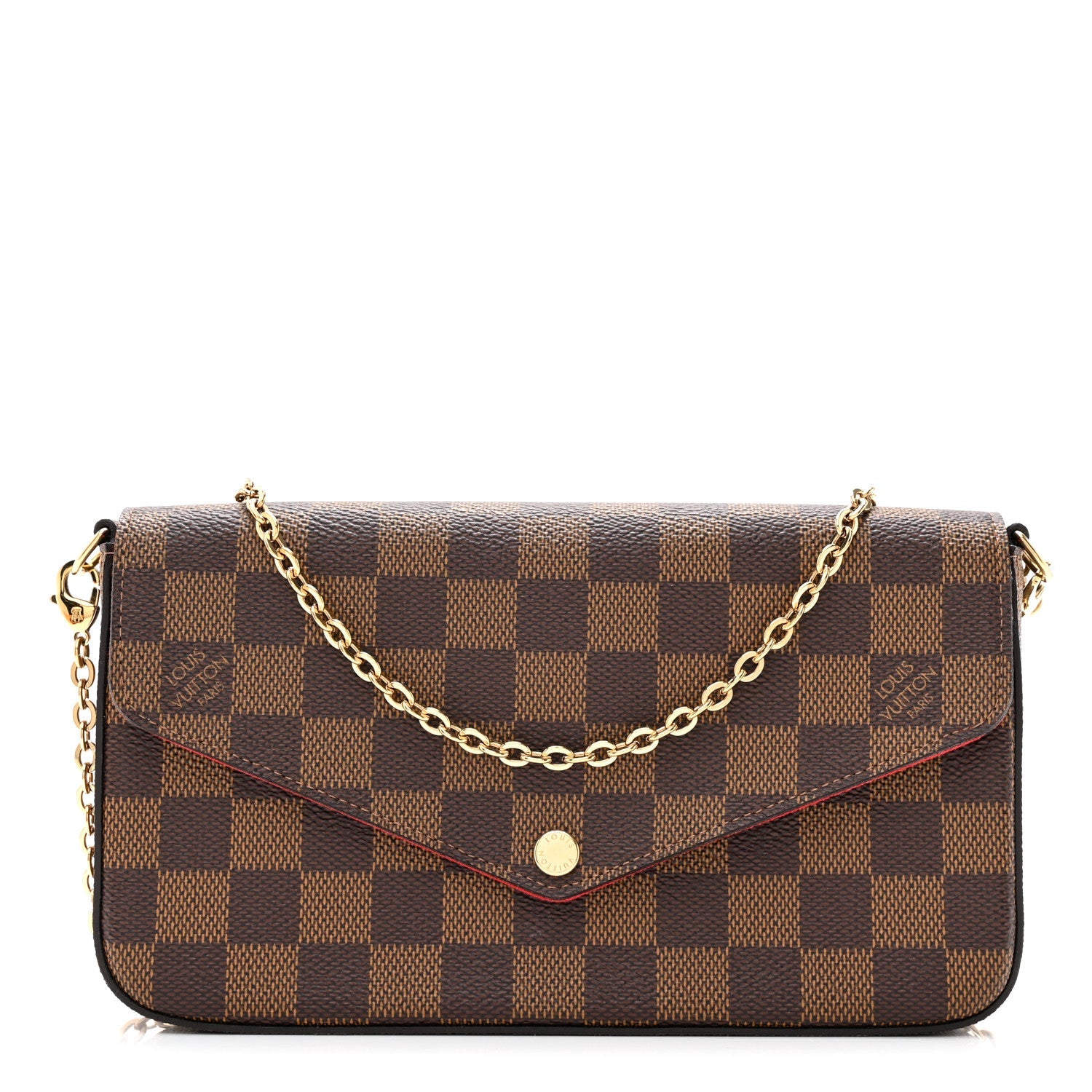 LOUIS VUITTON DAMIER EBENE FELICIE POCHETTE CHAIN WALLET