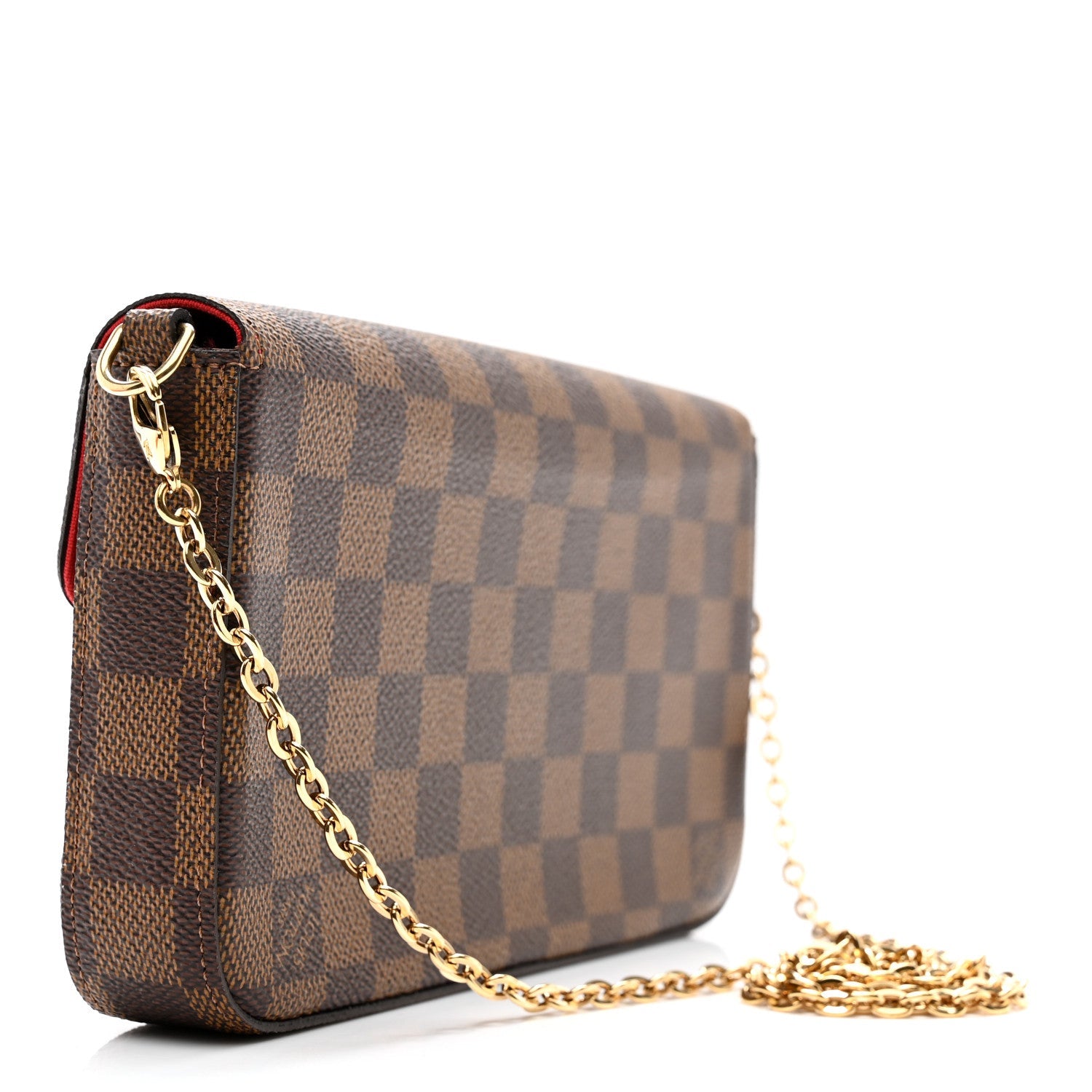 LOUIS VUITTON DAMIER EBENE FELICIE POCHETTE CHAIN WALLET