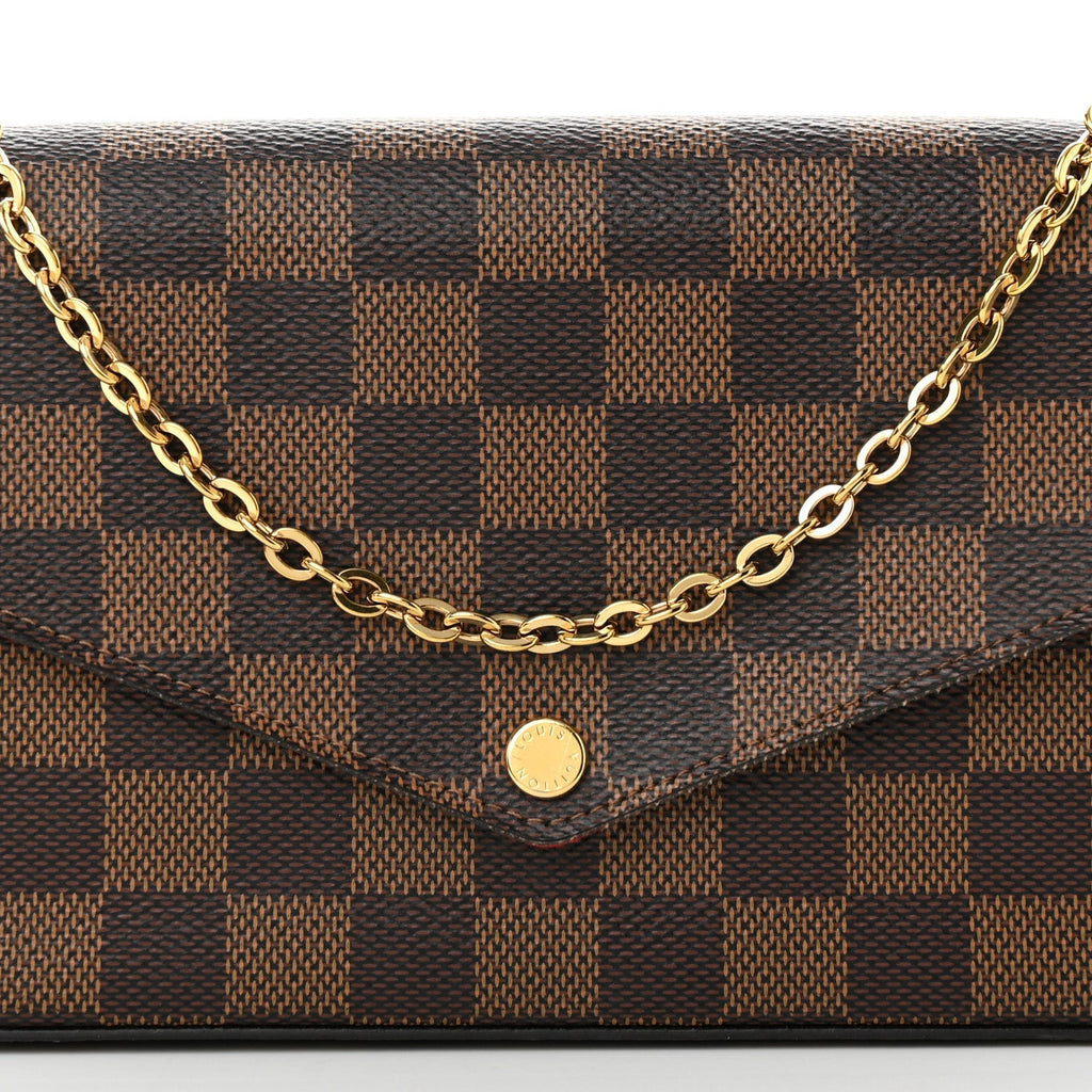LOUIS VUITTON DAMIER EBENE FELICIE POCHETTE CHAIN WALLET