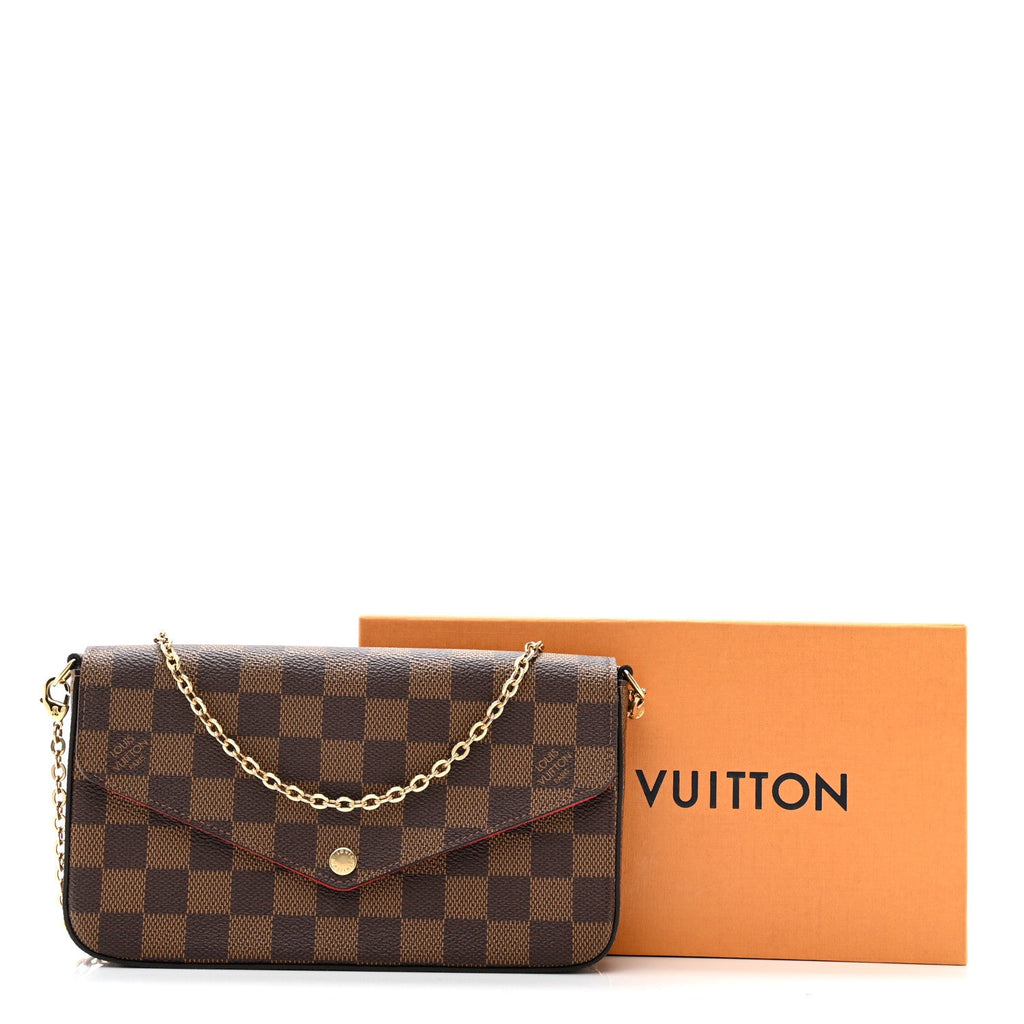 LOUIS VUITTON DAMIER EBENE FELICIE POCHETTE CHAIN WALLET