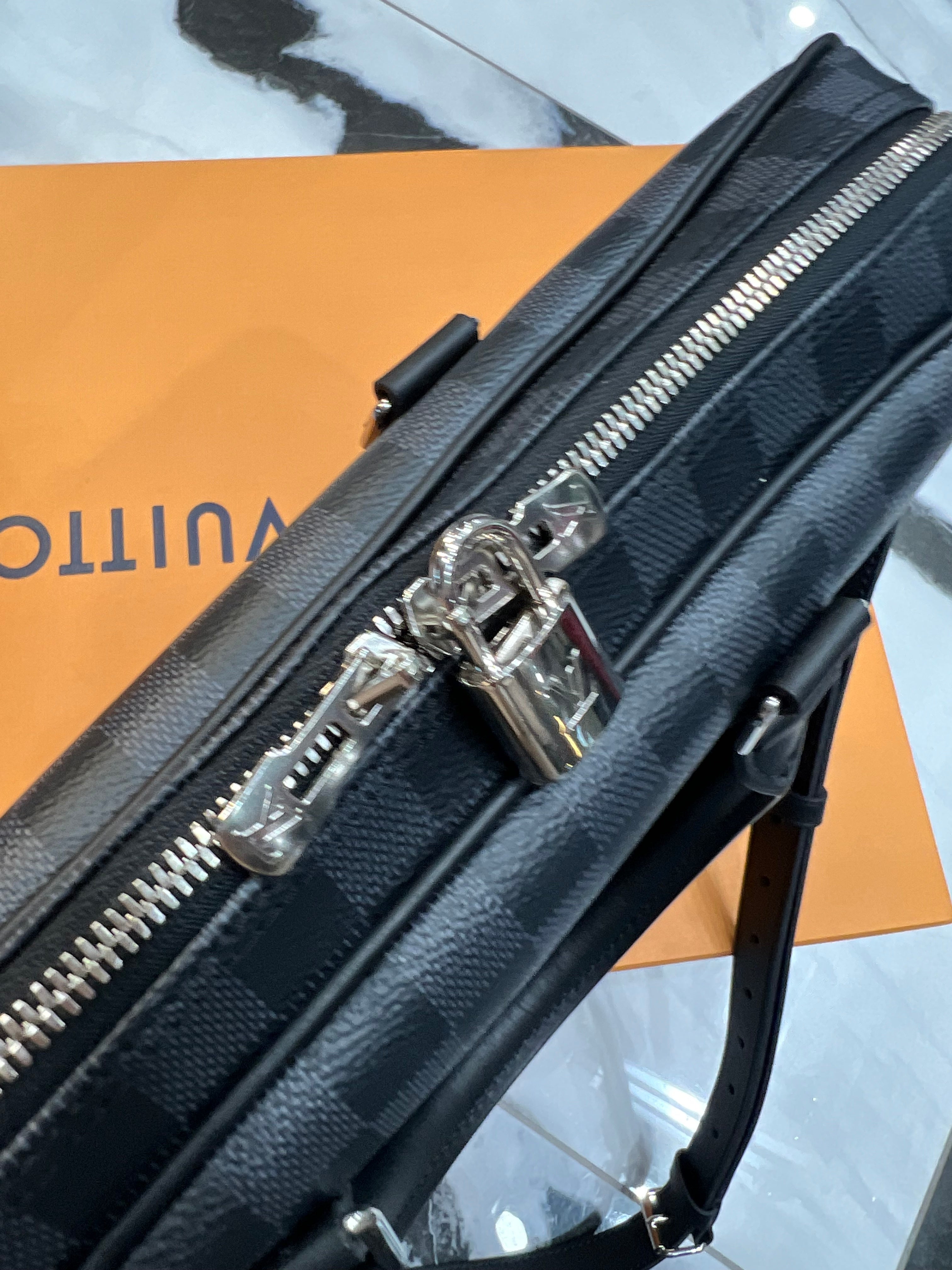 LOUIS VUITTON DAMIER GRAPHITE PORTE DOCUMENTS VOYAGE PM BAG