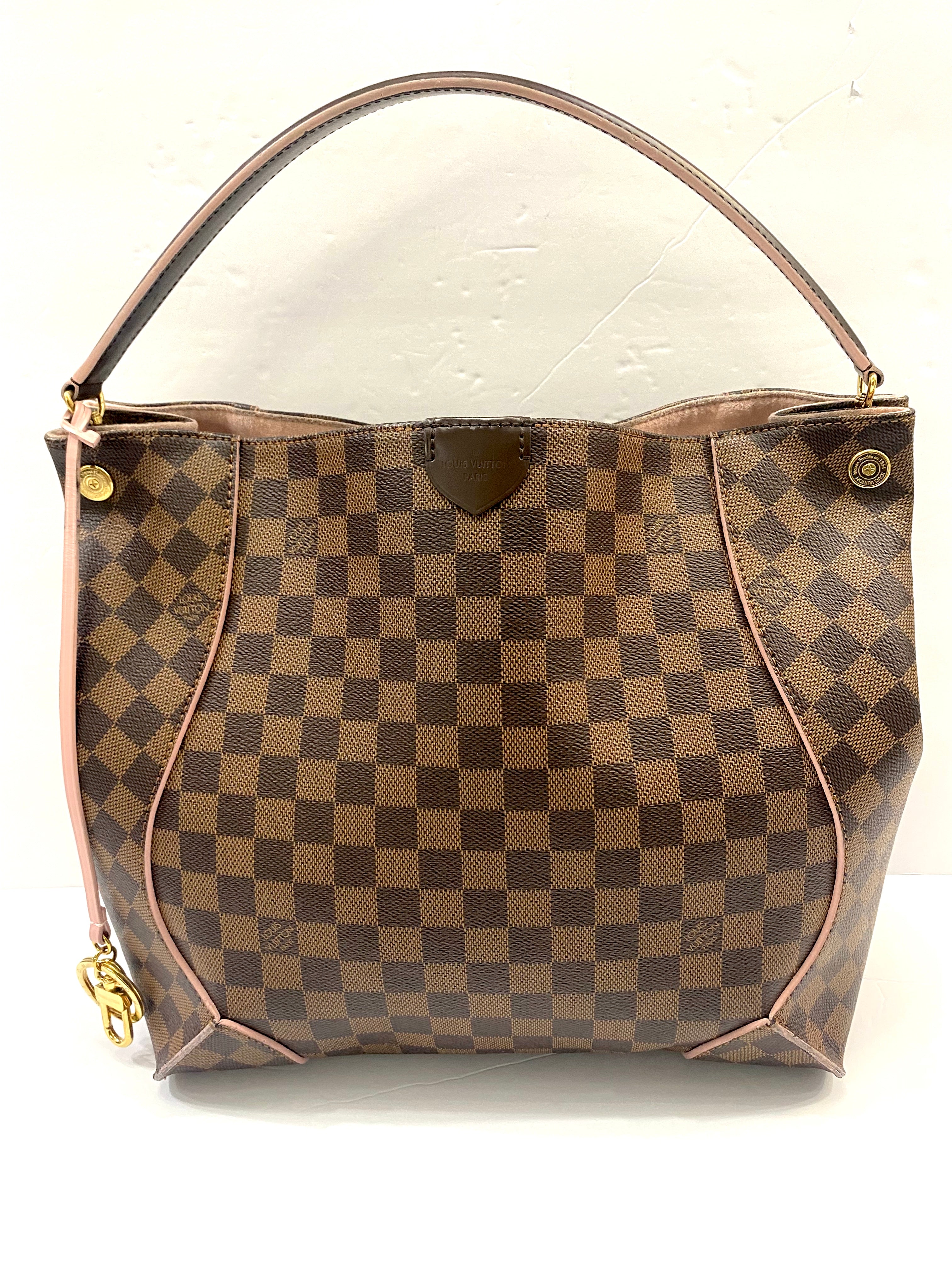LOUIS VUITTON DAMIER EBENE CAISSA HOBO BAG ROSE BALLERINE
