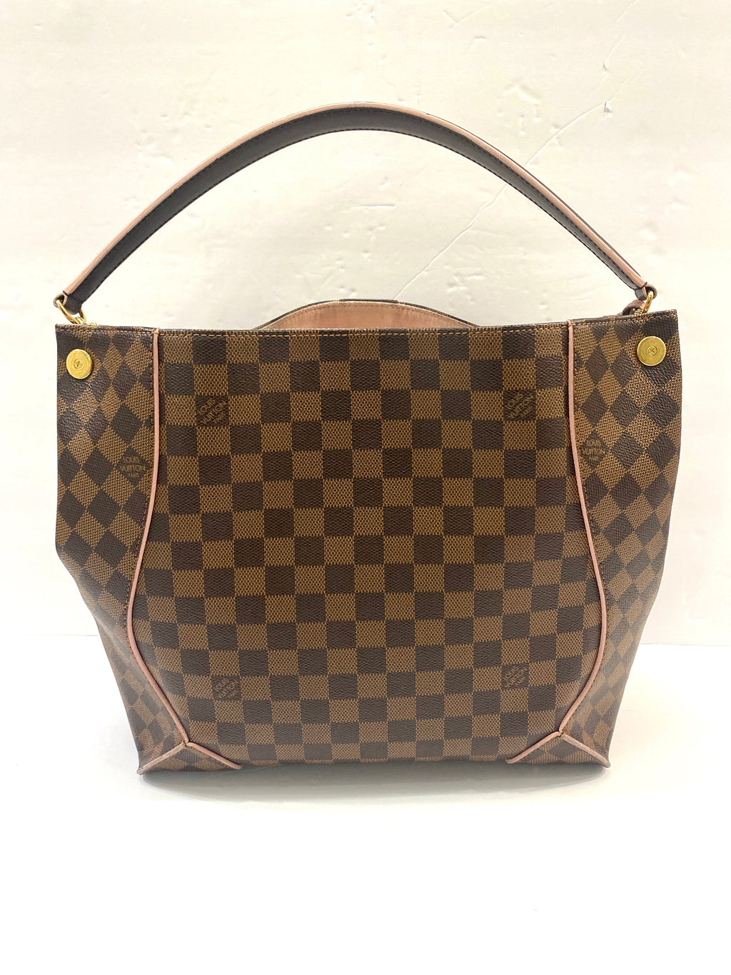 LOUIS VUITTON DAMIER EBENE CAISSA HOBO BAG ROSE BALLERINE