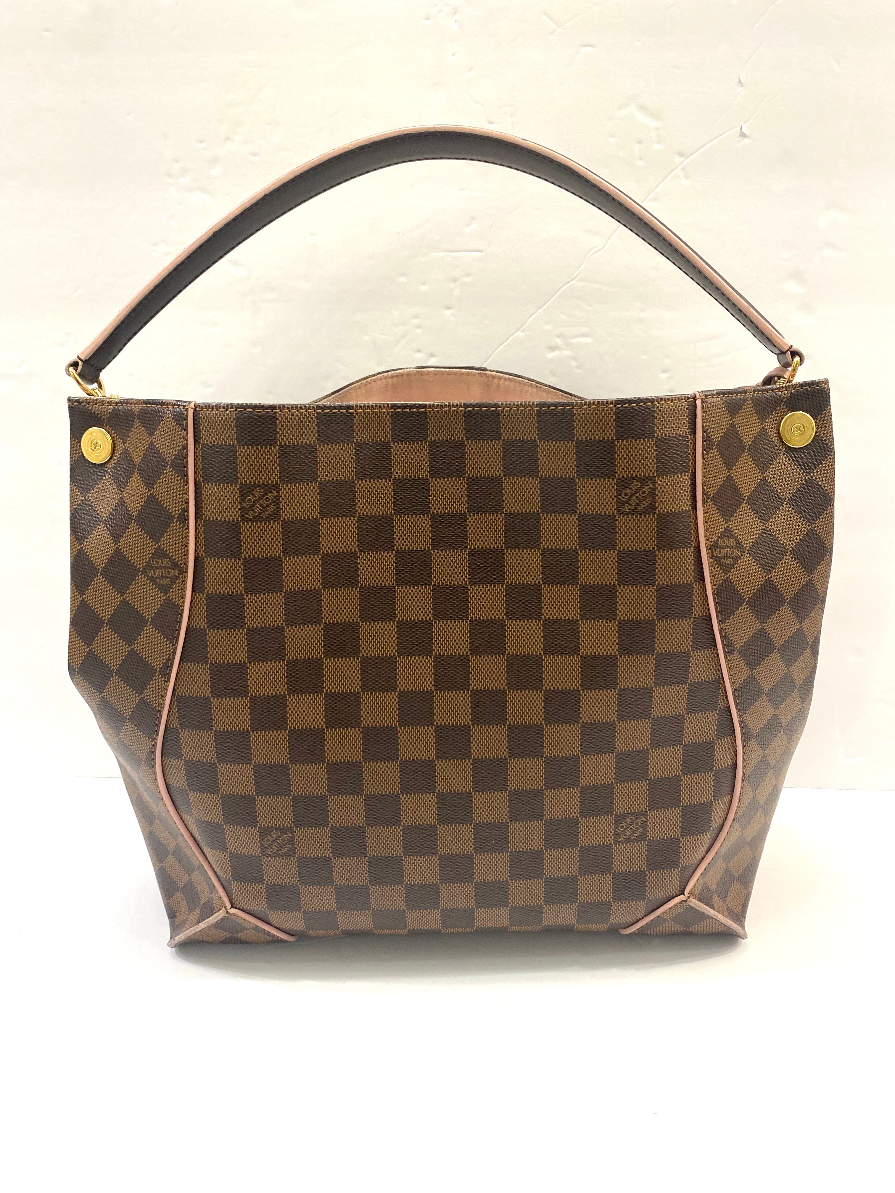 LOUIS VUITTON DAMIER EBENE CAISSA HOBO BAG ROSE BALLERINE