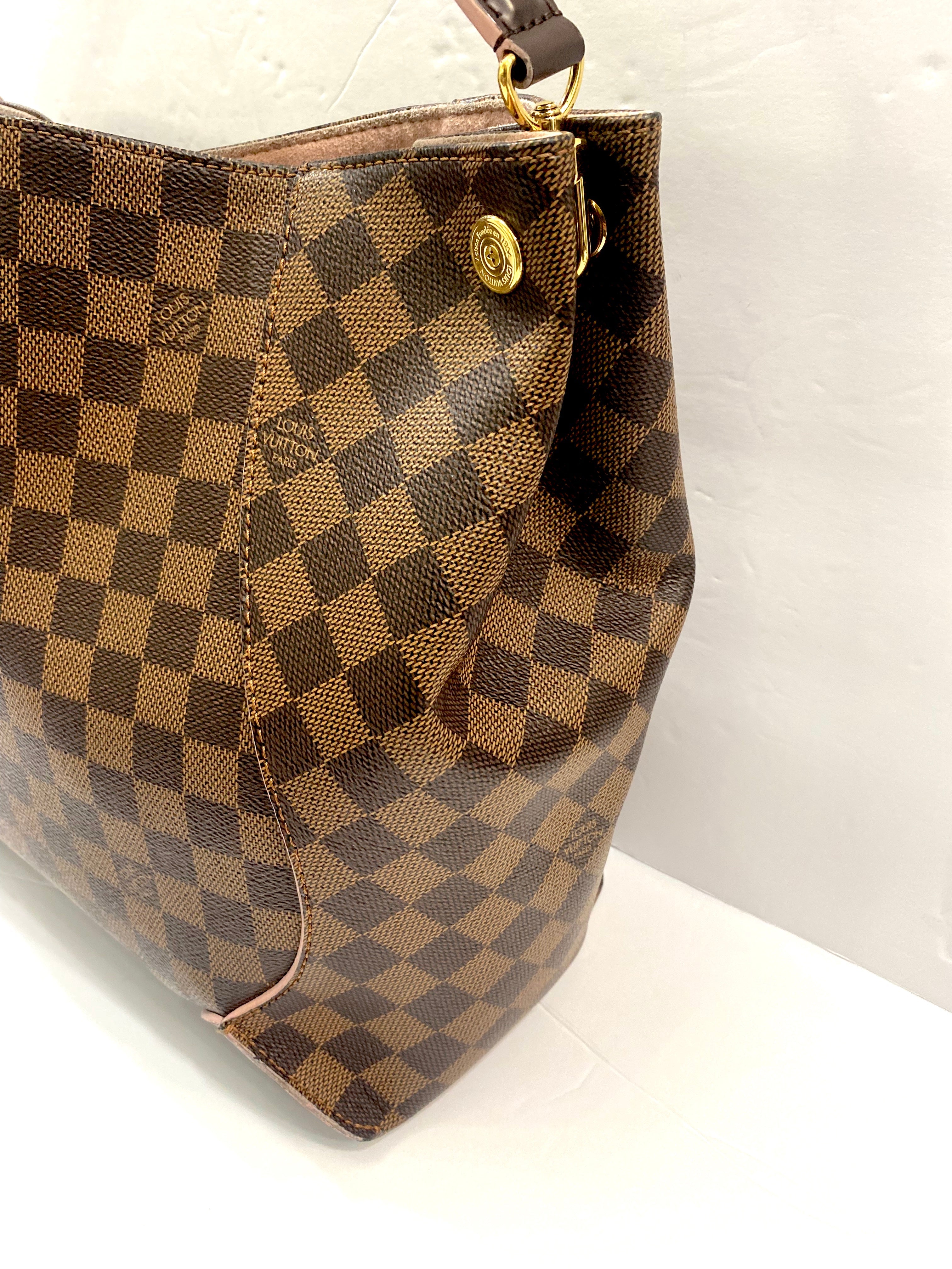 LOUIS VUITTON DAMIER EBENE CAISSA HOBO BAG ROSE BALLERINE