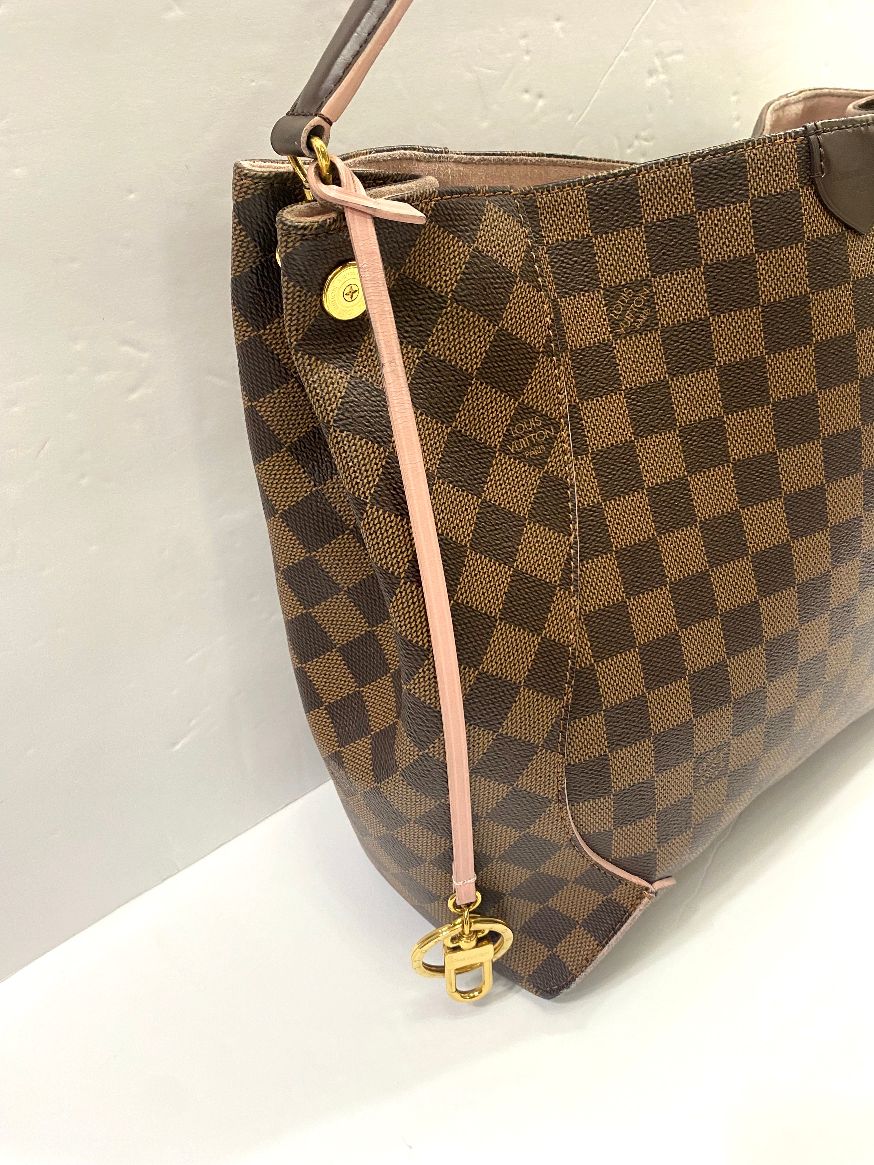 LOUIS VUITTON DAMIER EBENE CAISSA HOBO BAG ROSE BALLERINE