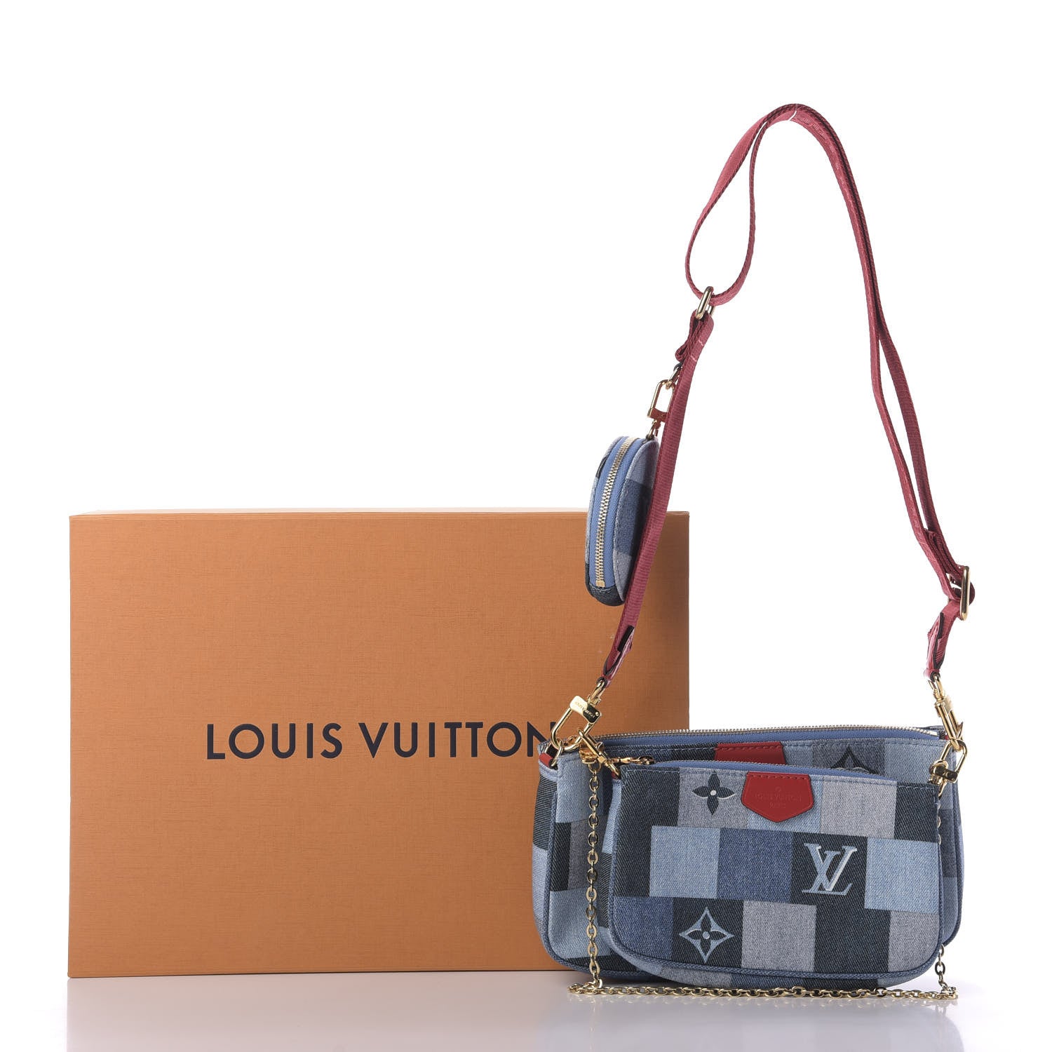 LOUIS VUITTON DENIM DAMIER MONOGRAM PATCHWORK MULTI POCHETTE