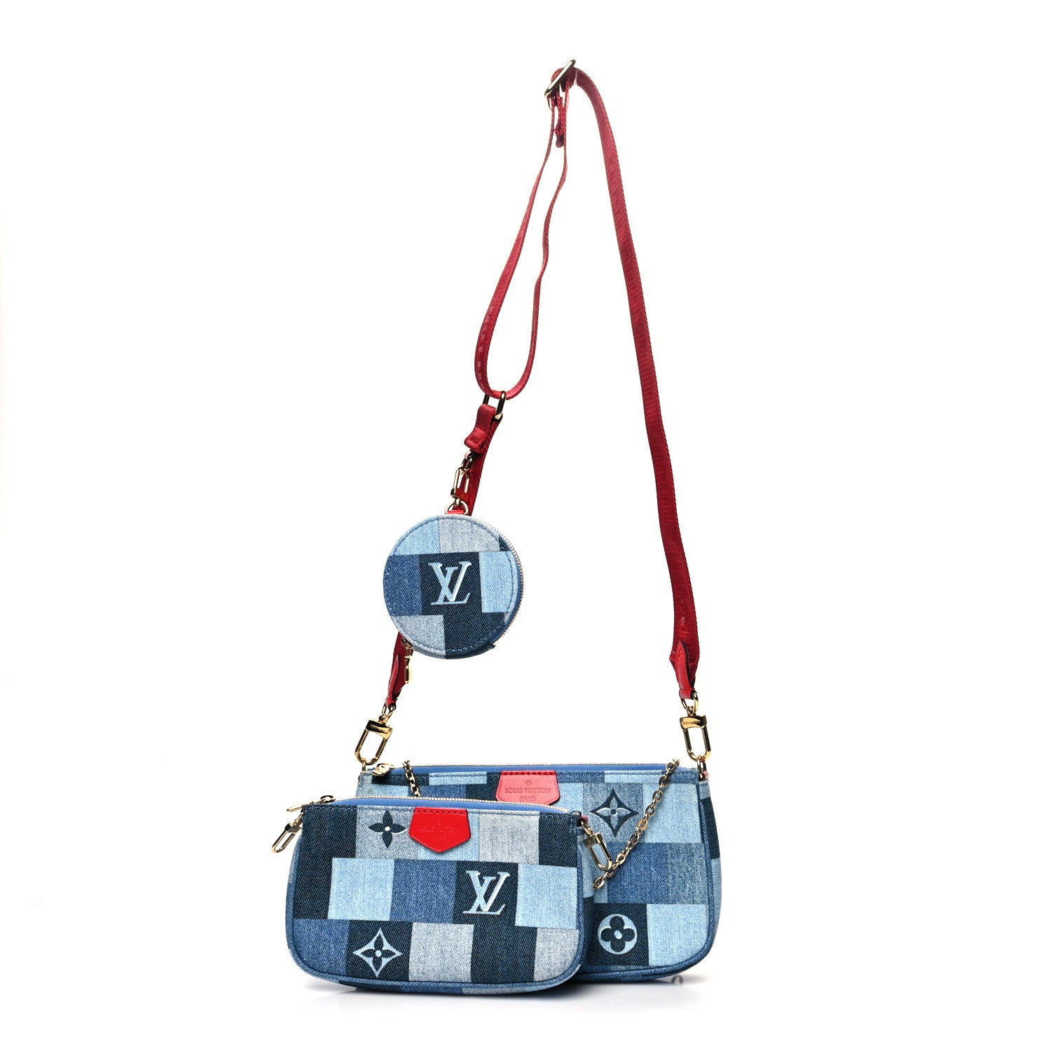 LOUIS VUITTON DENIM DAMIER MONOGRAM PATCHWORK MULTI POCHETTE