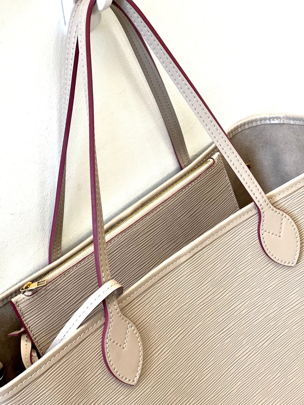 LOUIS VUITTON EPI LEATHER NEVERFULL MM TOTE BAG GALET
