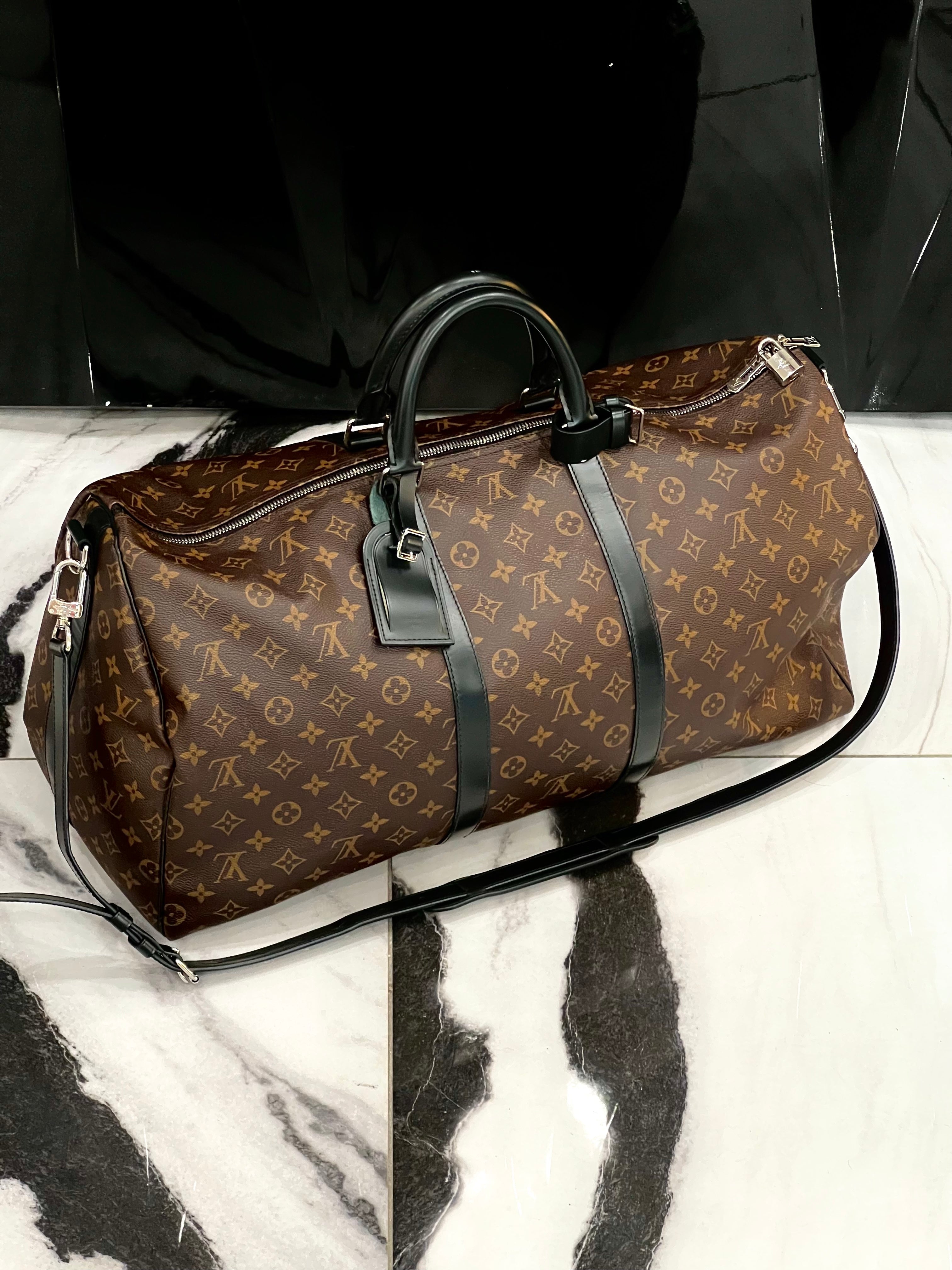 LOUIS VUITTON MONOGRAM MACASSAR KEEPALL BANDOULIÈRE 55 BAG