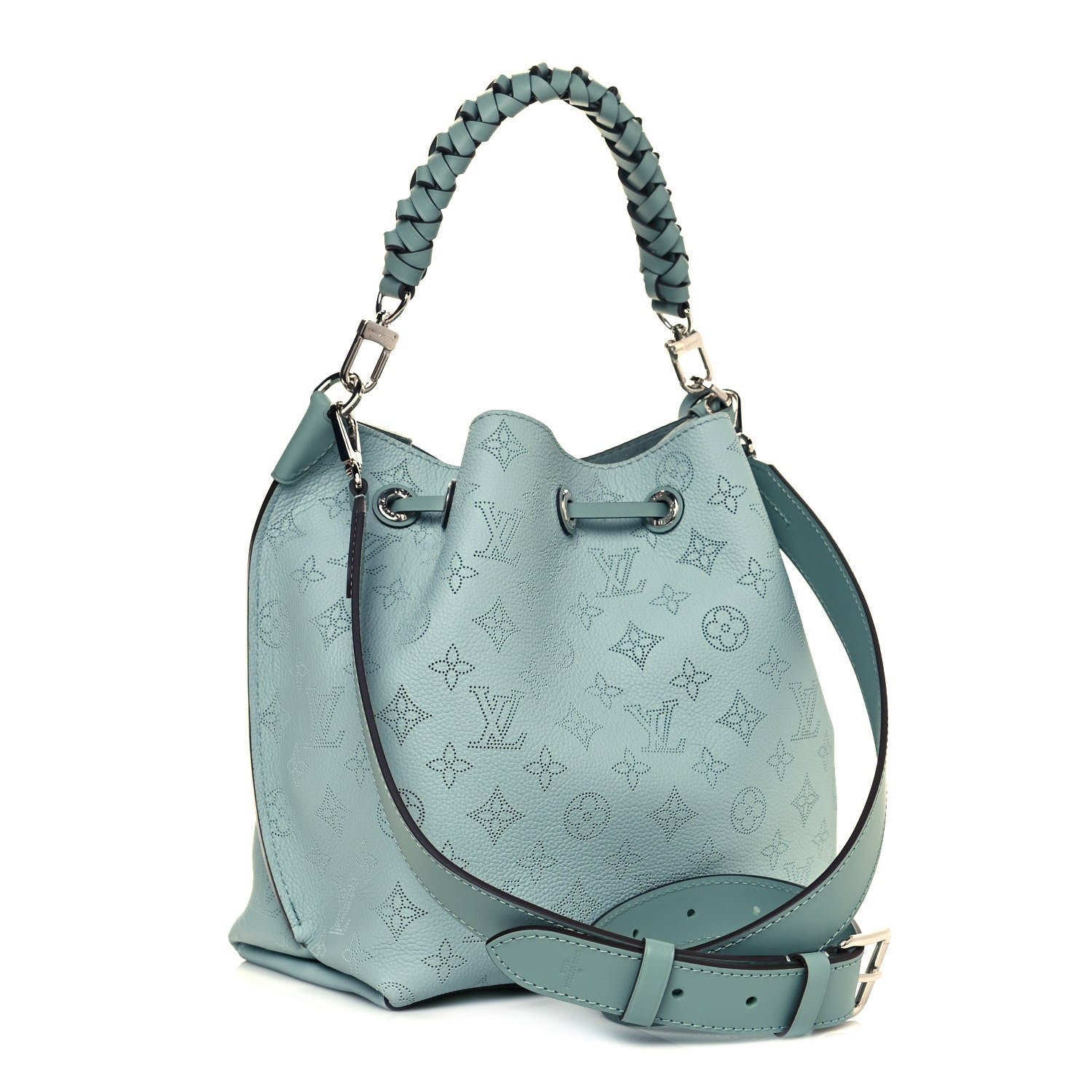 LOUIS VUITTON MAHINA MURIA VERT BUCKET BAG LAGON