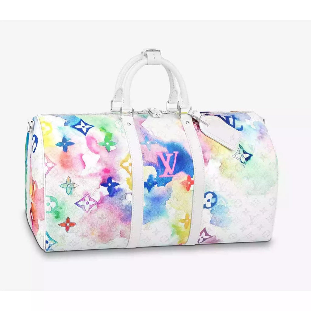 LOUIS VUITTON LIMITED EDITION WATERCOLOR MONOGRAM KEEPALL 50 BANDOLIERE