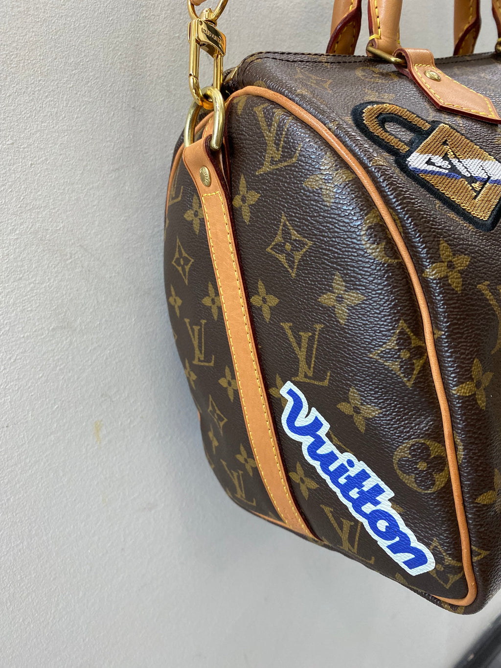 LOUIS VUITTON MONOGRAM PATCHES SPEEDY BANDOULIERE 30 BAG