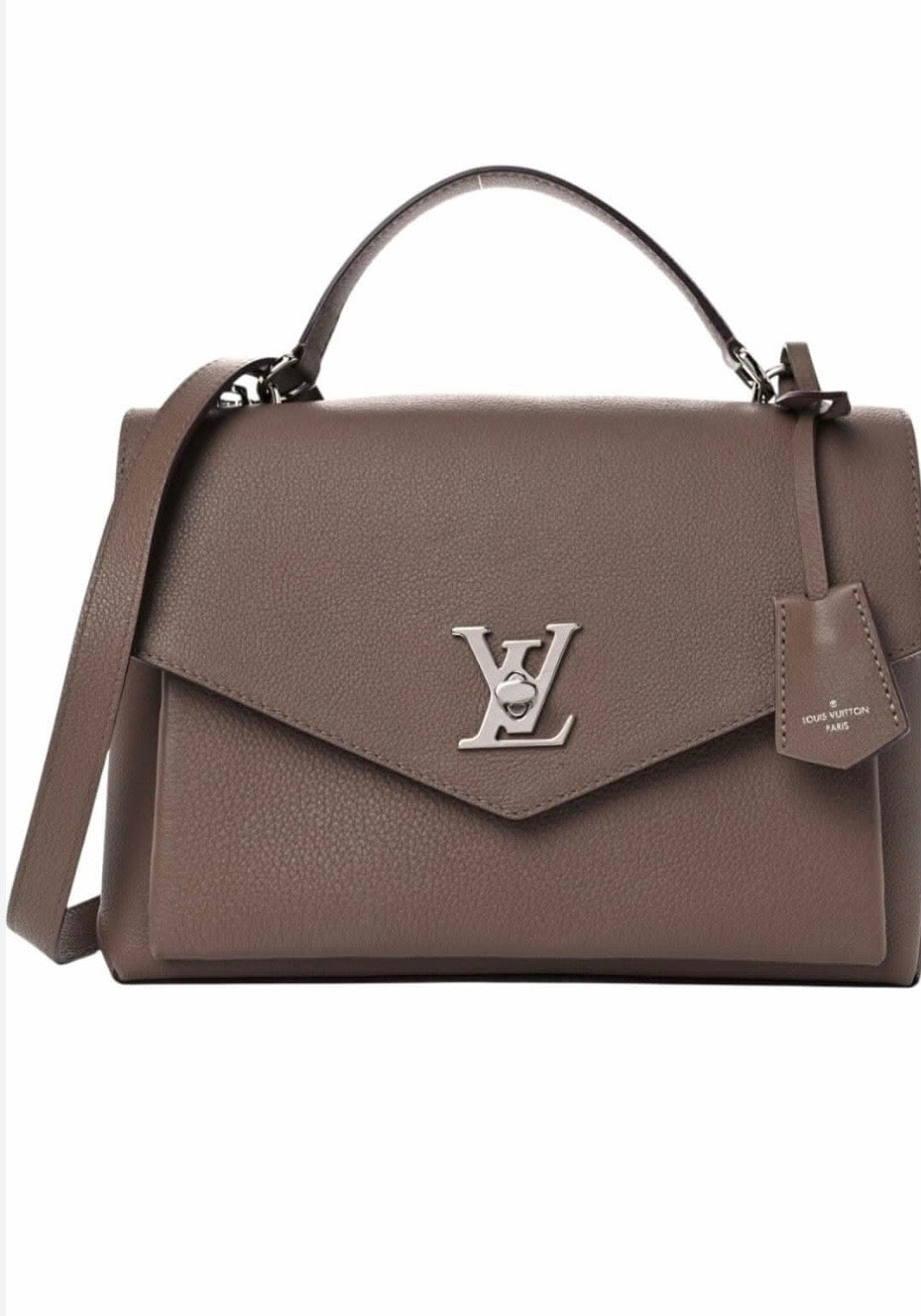 LOUIS VUITTON MY LOCKME CALFSKIN LEATHER BAG IN TAUPE GLACÉ