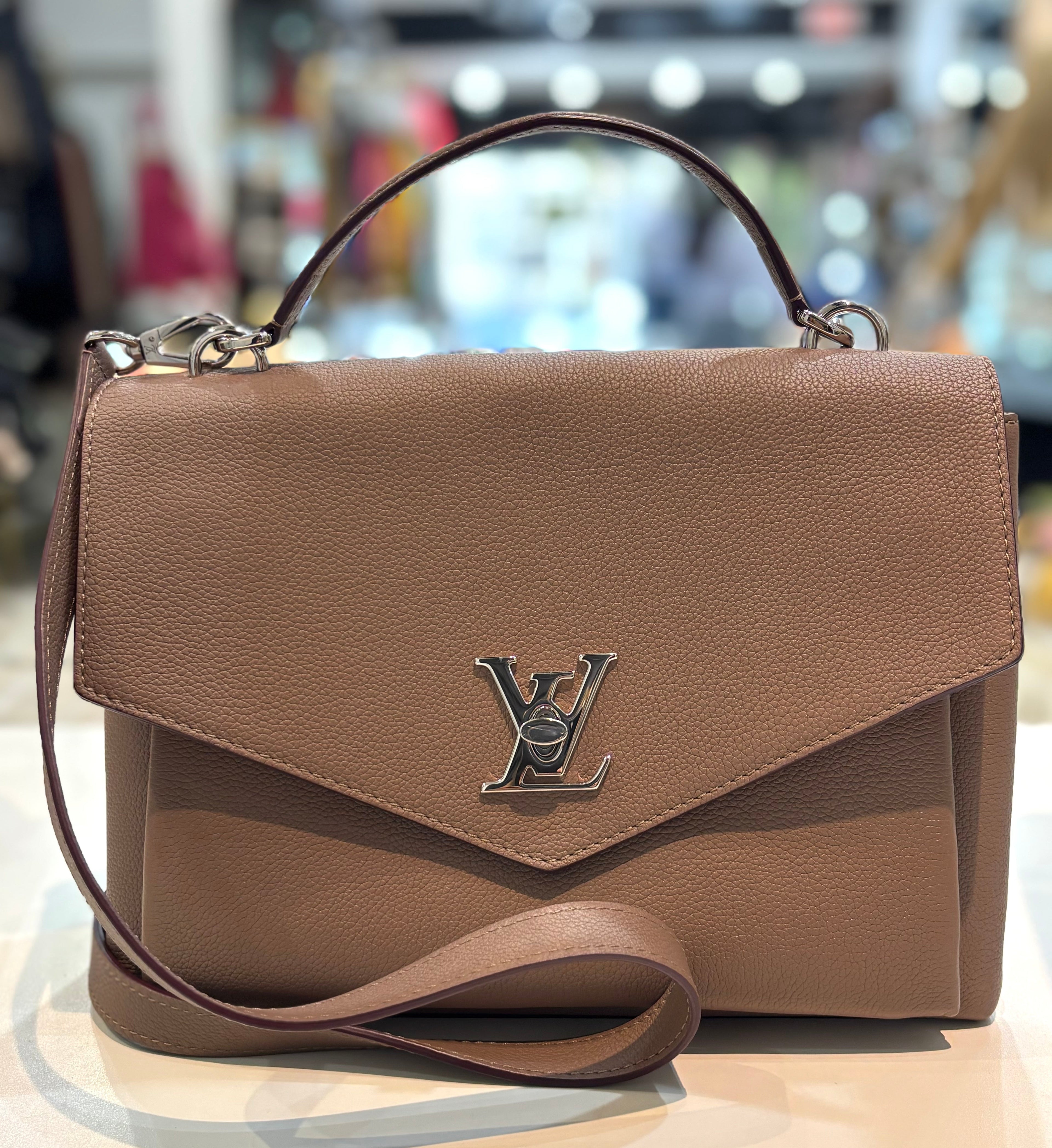 LOUIS VUITTON MY LOCKME CALFSKIN LEATHER BAG IN TAUPE GLACÉ