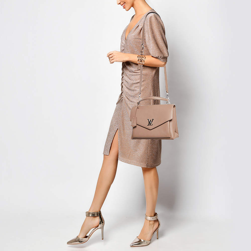 LOUIS VUITTON MY LOCKME CALFSKIN LEATHER BAG IN TAUPE GLACÉ