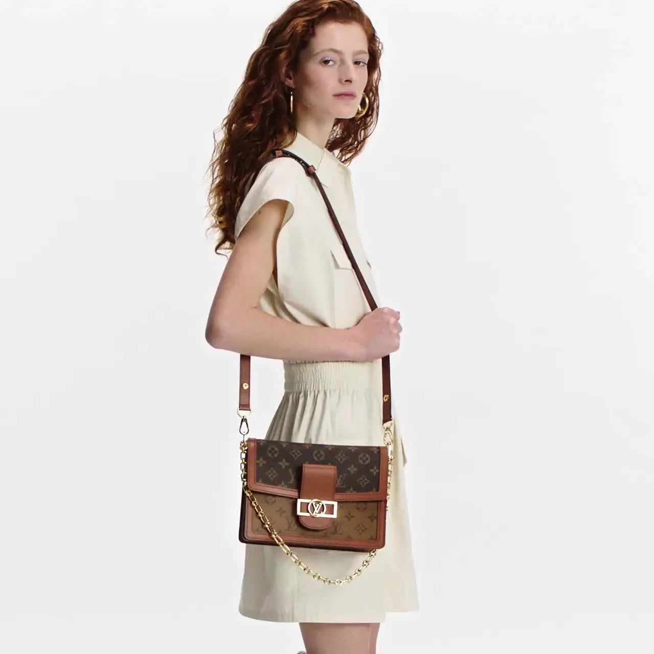 LOUIS VUITTON REVERSE MONOGRAM DAUPHINE MM CROSSBODY