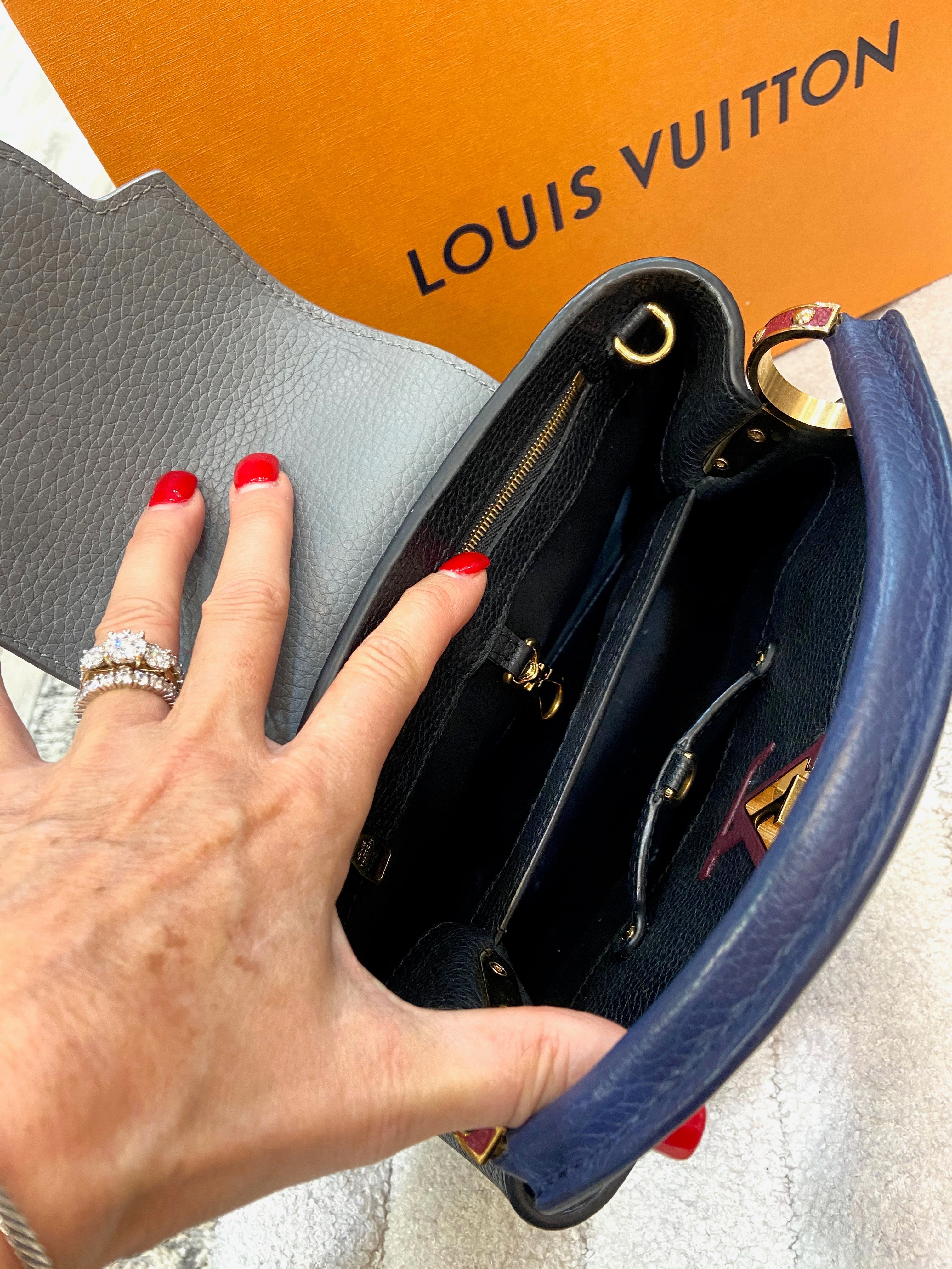LOUIS VUITTON CAPUCINES TAURILLON  LEATHER PM TRI-COLOR HANDBAG
