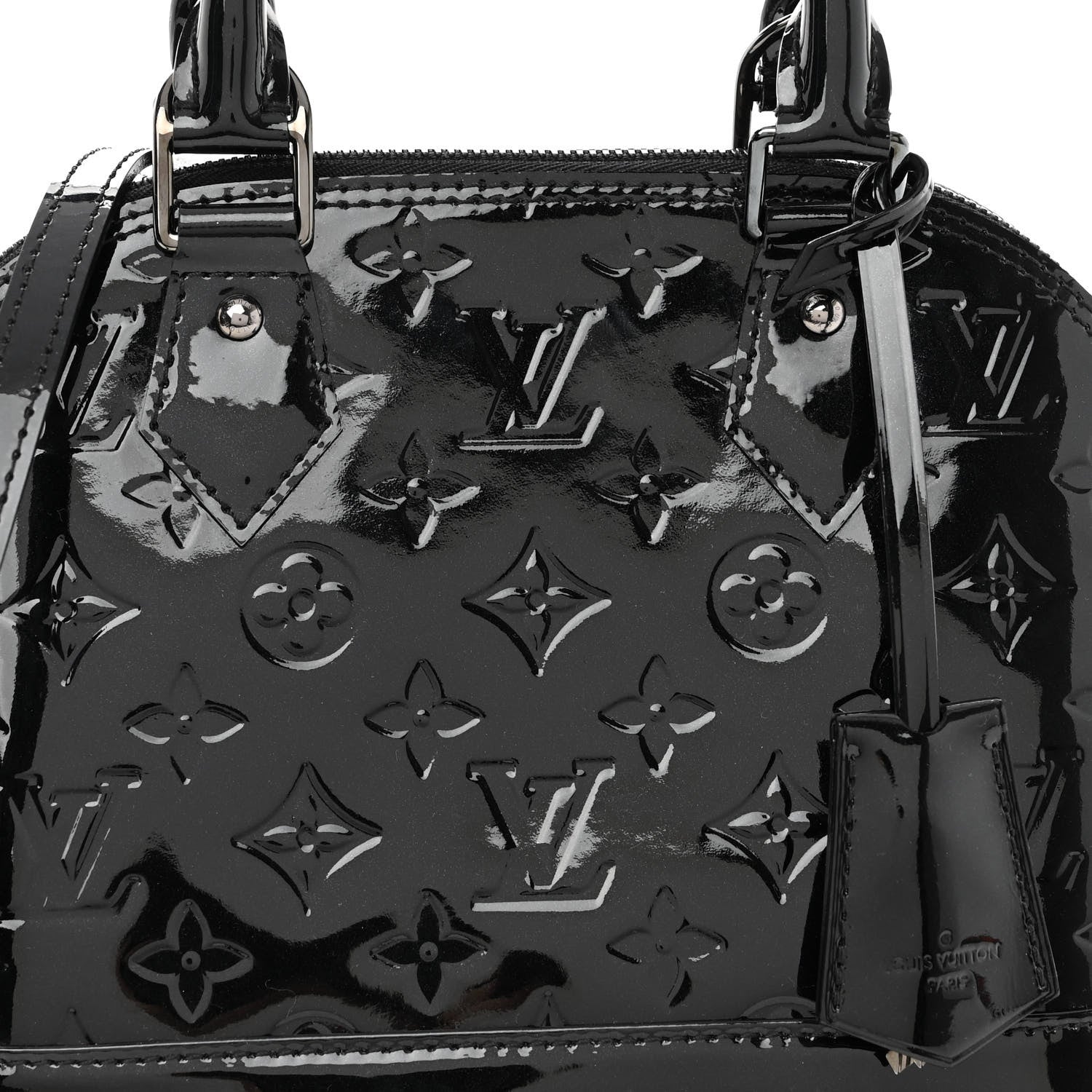 LOUIS VUITTON VERNIS ALMA BB HANDBAG NOIR MAGNETIQUE